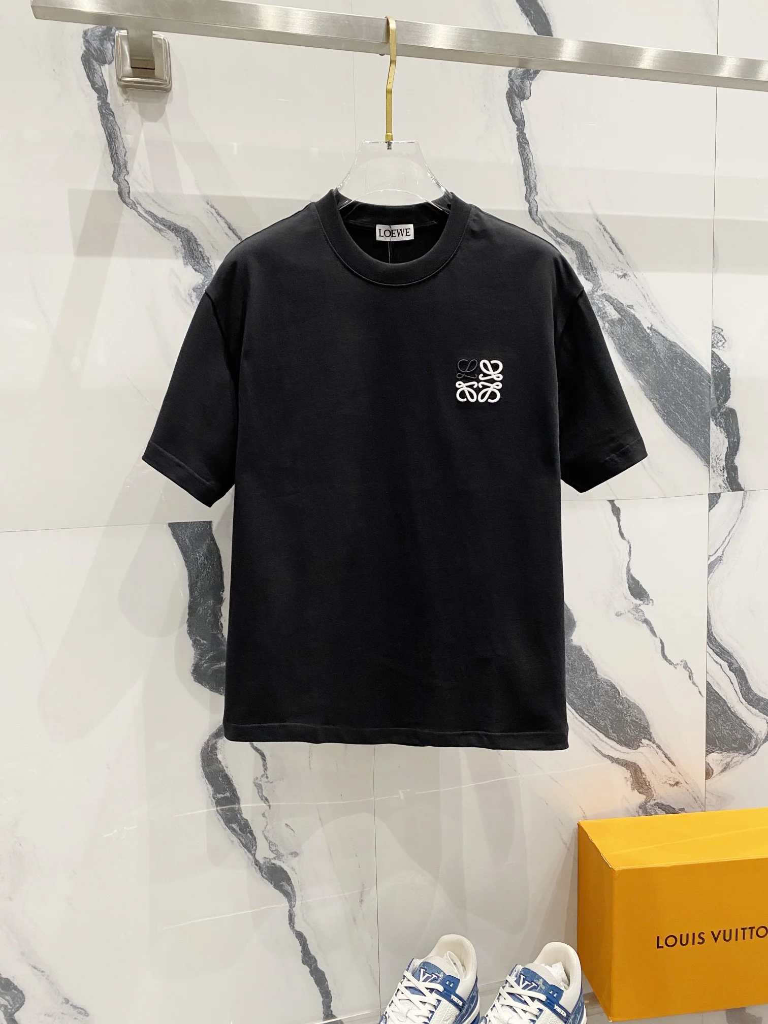 Loewe Black Embroidered Logo Crew-Neck T-Shirt