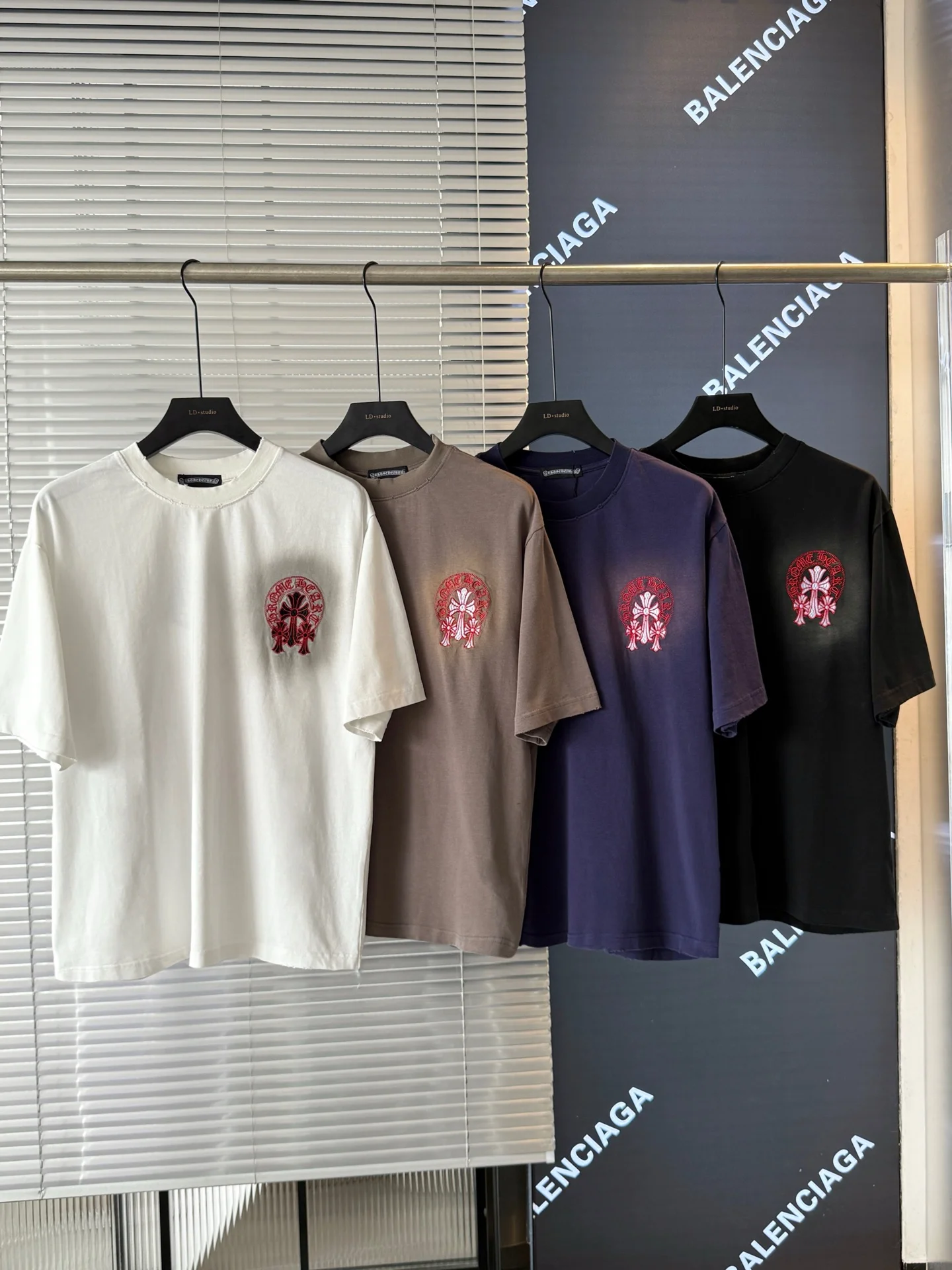 Chrome Hearts 2025 Cross Patch Acid-Wash Couple T-Shirt