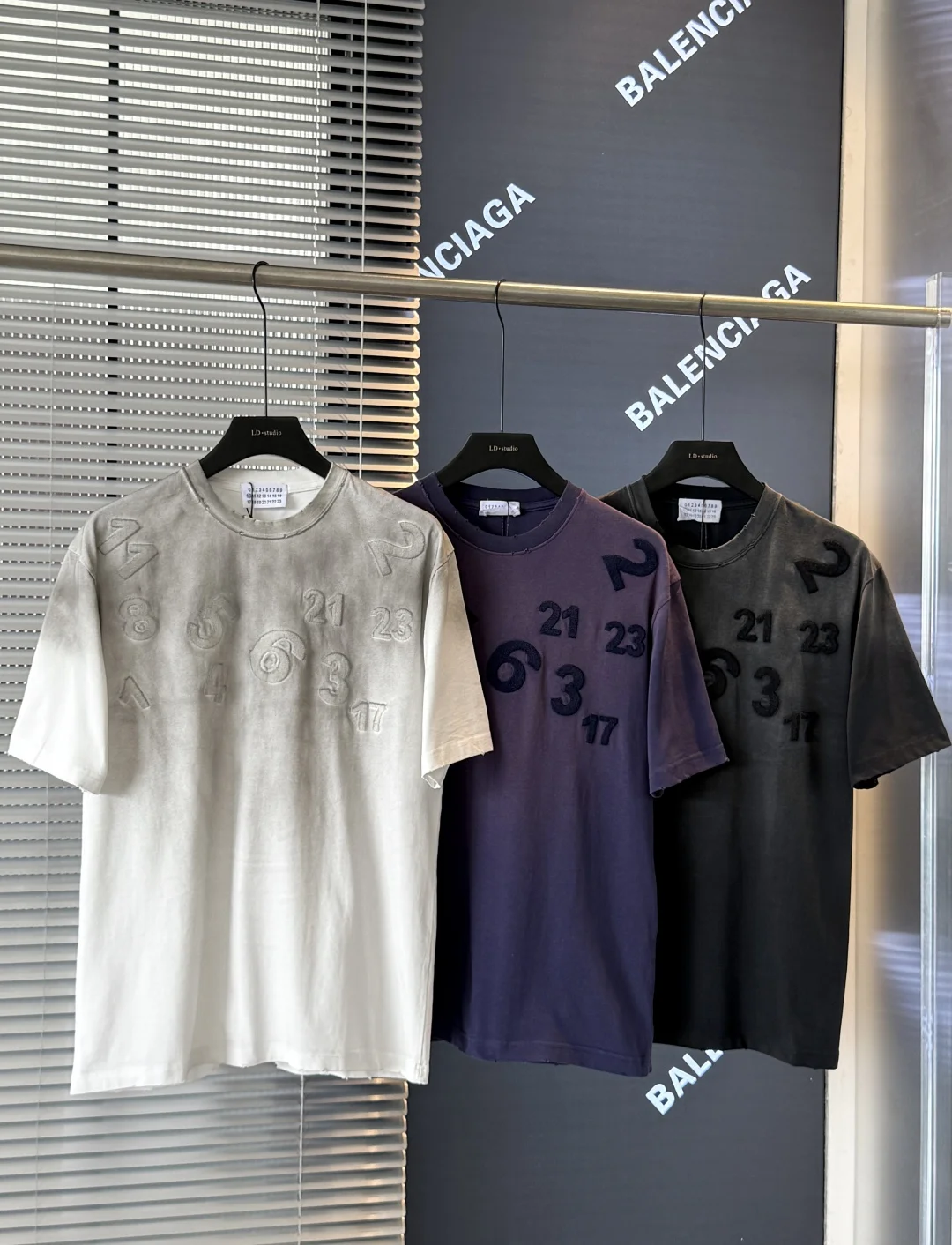 Maison Margiela 300g Black-White-Purple Toothbrush Embroidery T-Shirt