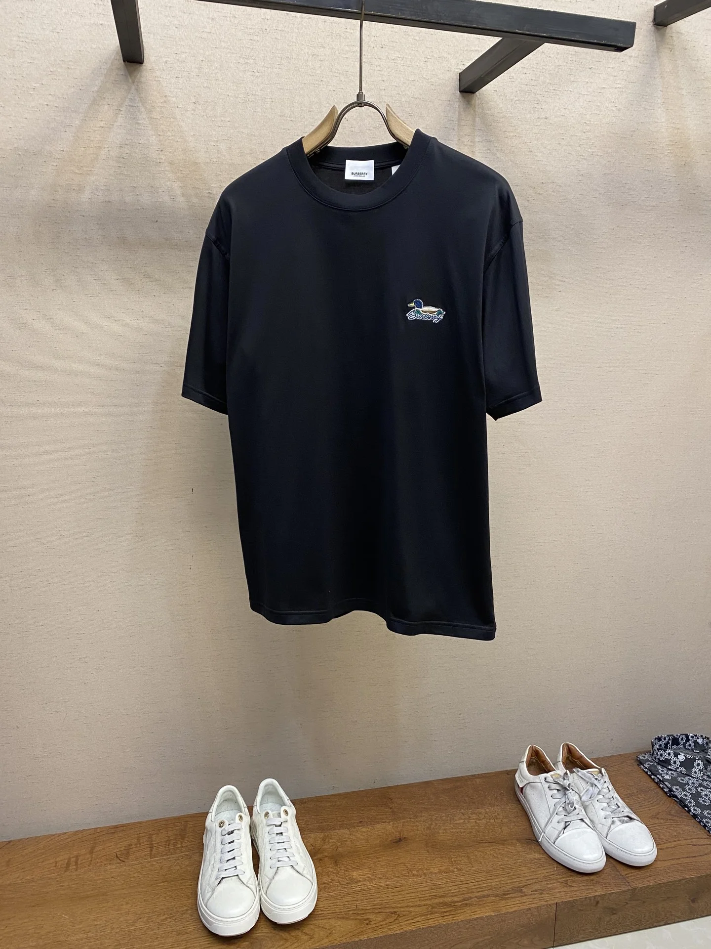 Burberry New Black Loose Cotton Elastic T-Shirt