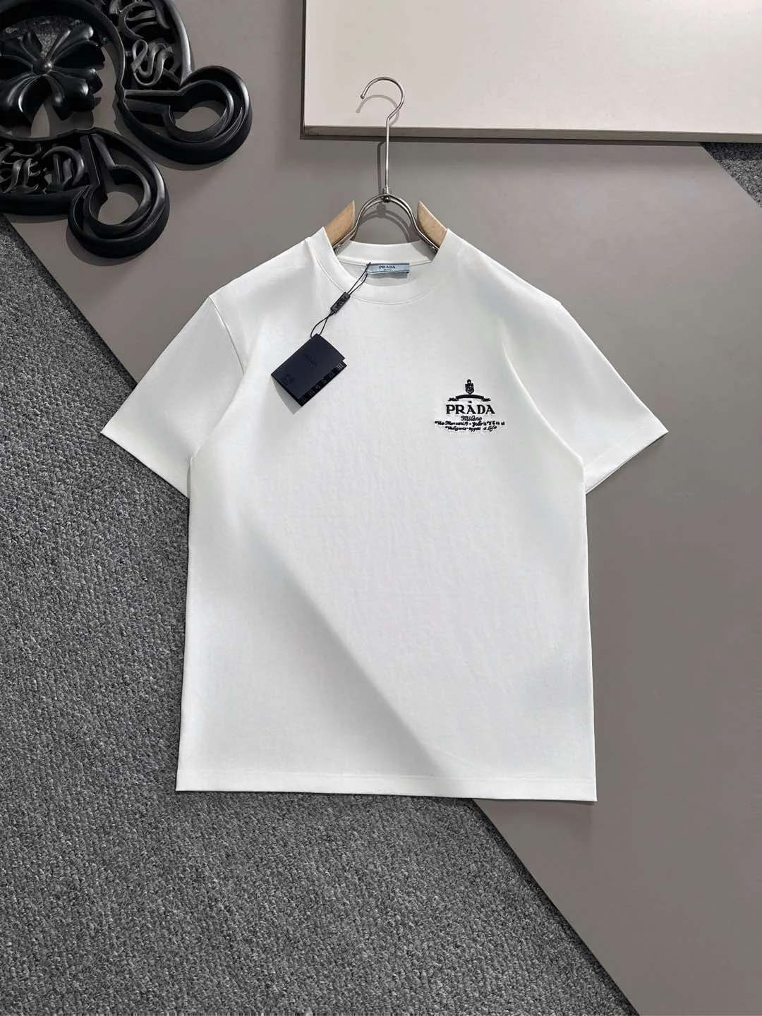 Prada 2025 SS White Short T-Shirt, Custom Fabric