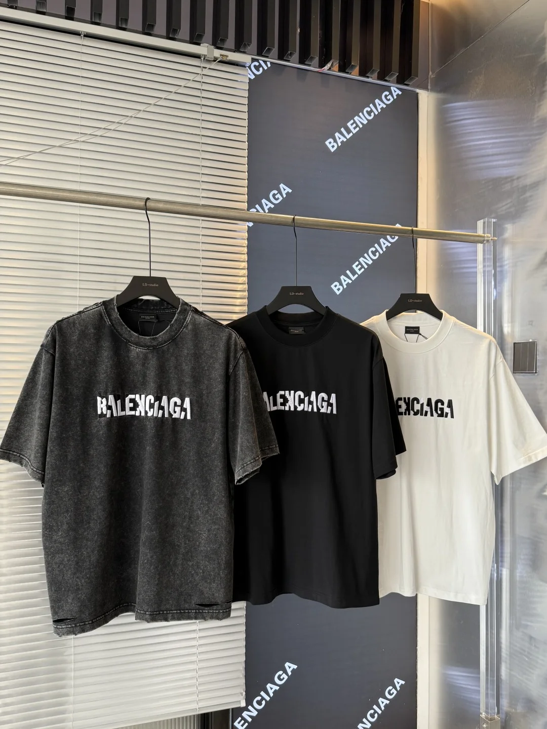 Balenciaga Unisex Embroidered Logo Cotton T-Shirt (WB/Black/White)