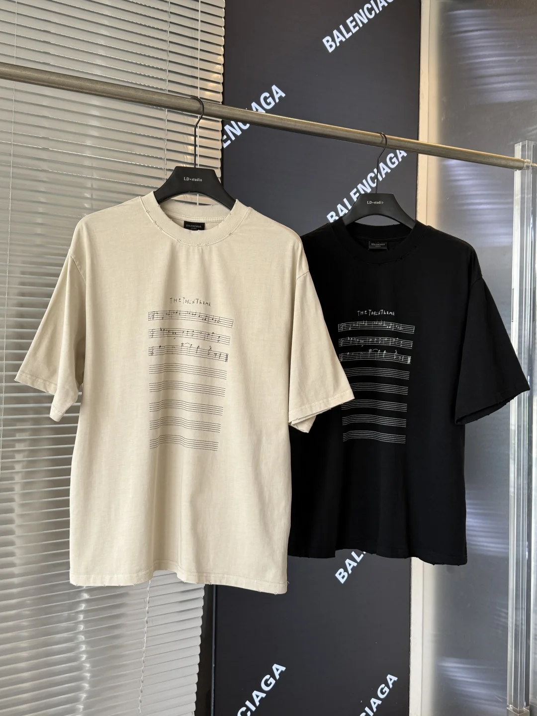 Balenciaga 2025 SS Music Note T-Shirt (Beige&Black)