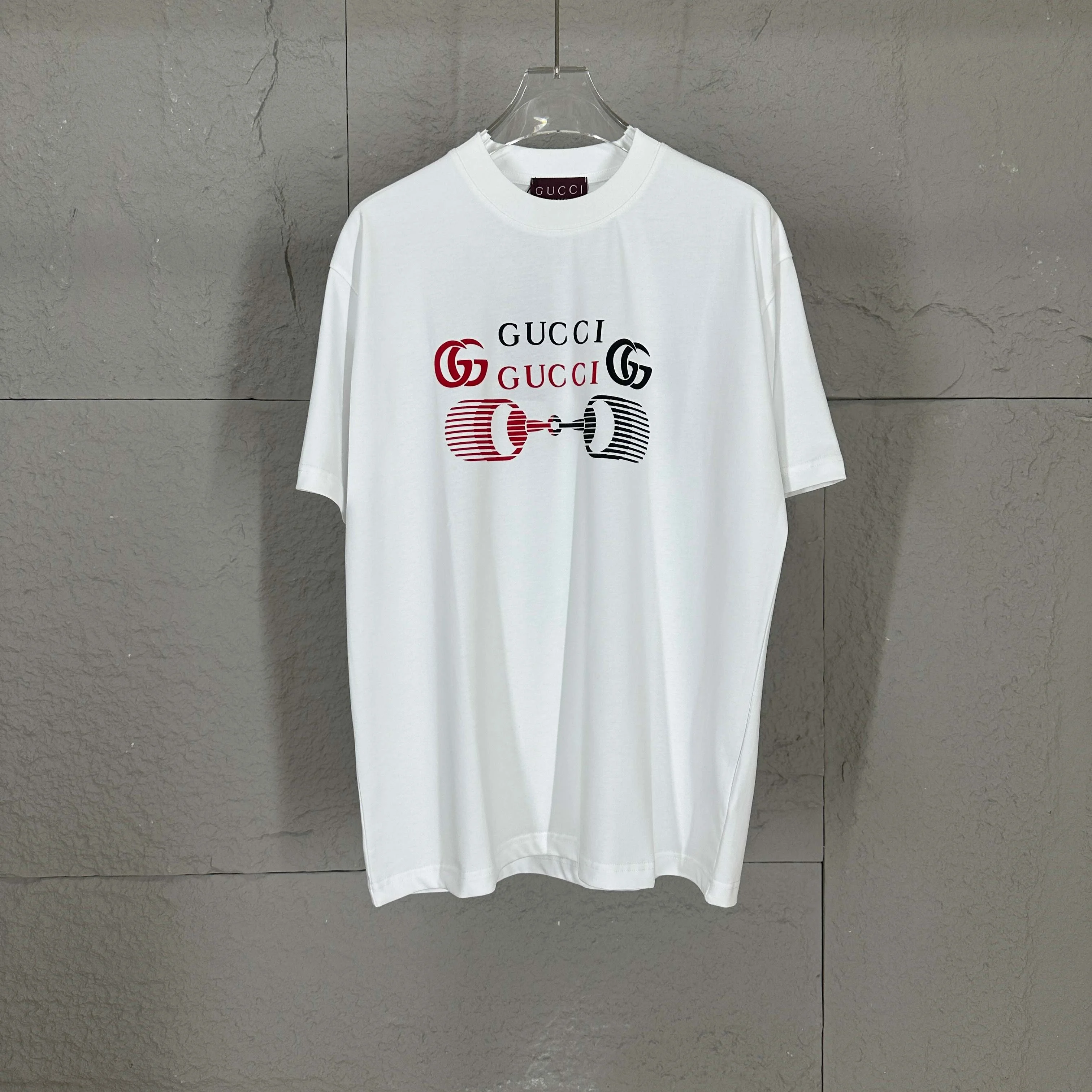 Gucci 2025 SS Flocked-Letter Cotton T-Shirt (White)