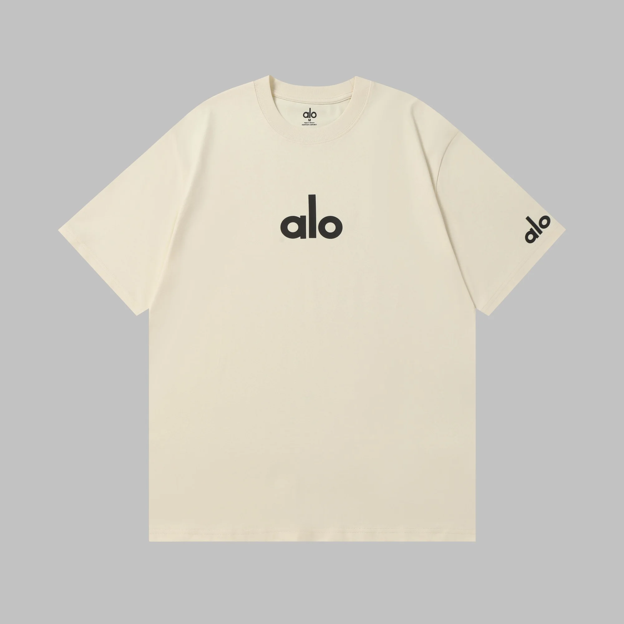 Alo Beige T-Shirt with Logo Prints