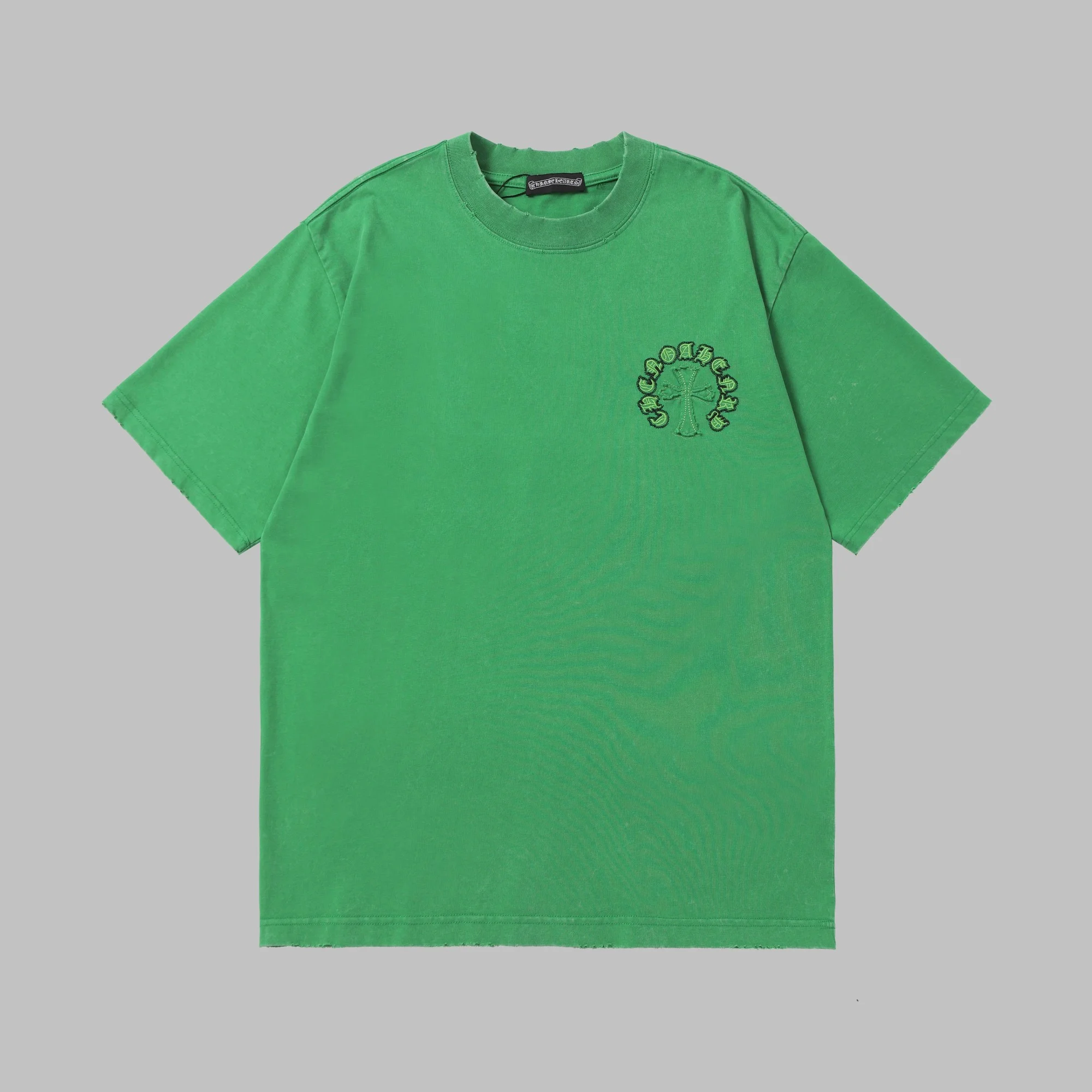 Chrome Hearts Green Cross Patch Acid Wash T-Shirt