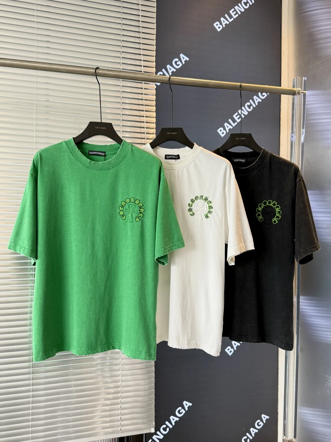 Chrome Hearts 2025 Cross Patch Acid-Wash Laser-Burn T-Shirt