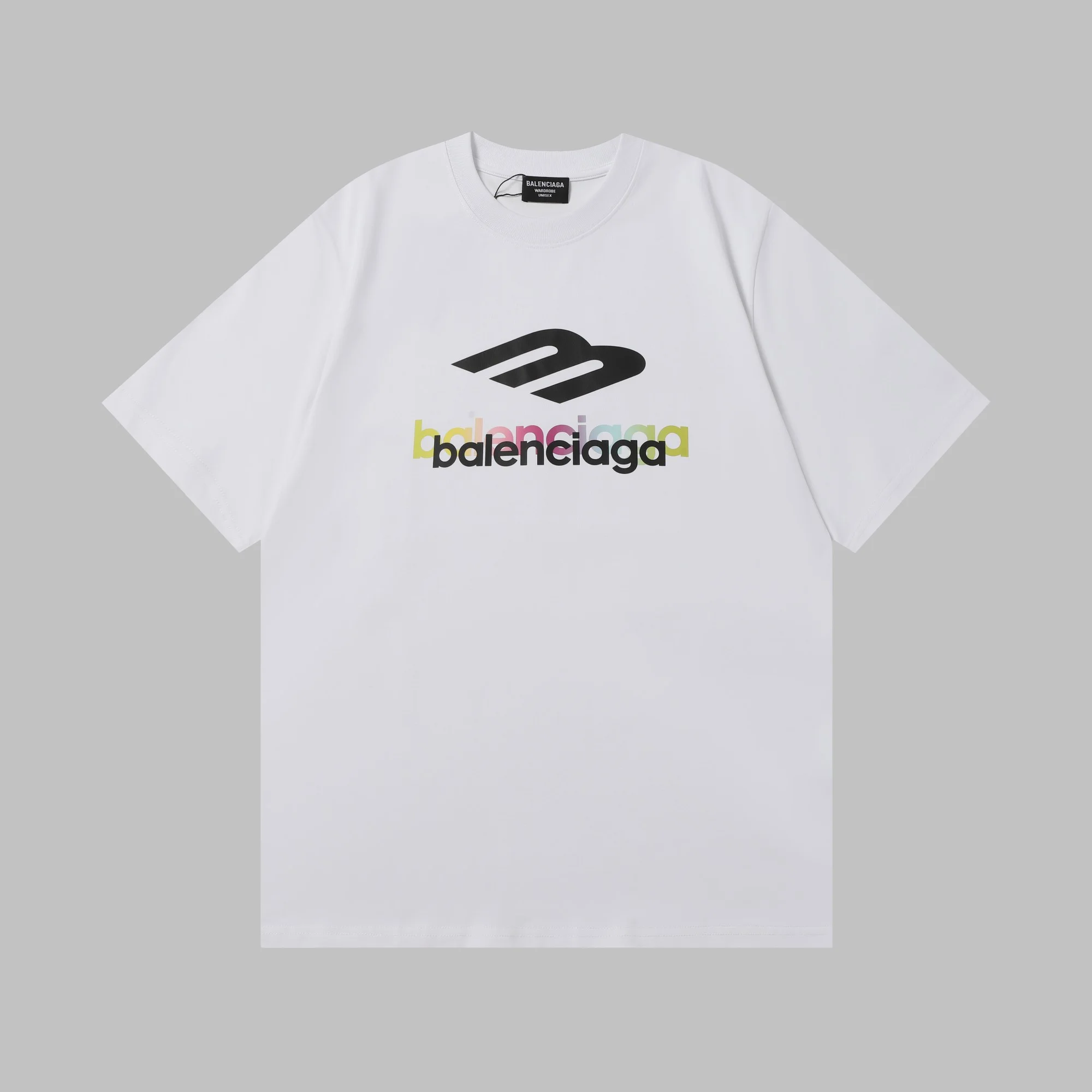 Balenciaga White Logo Print Short Sleeve T-Shirt