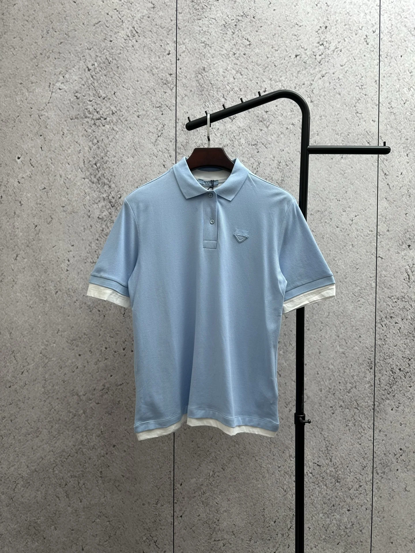 Prada Light Blue Fake 2-Piece Short-Sleeve Polo Shirt