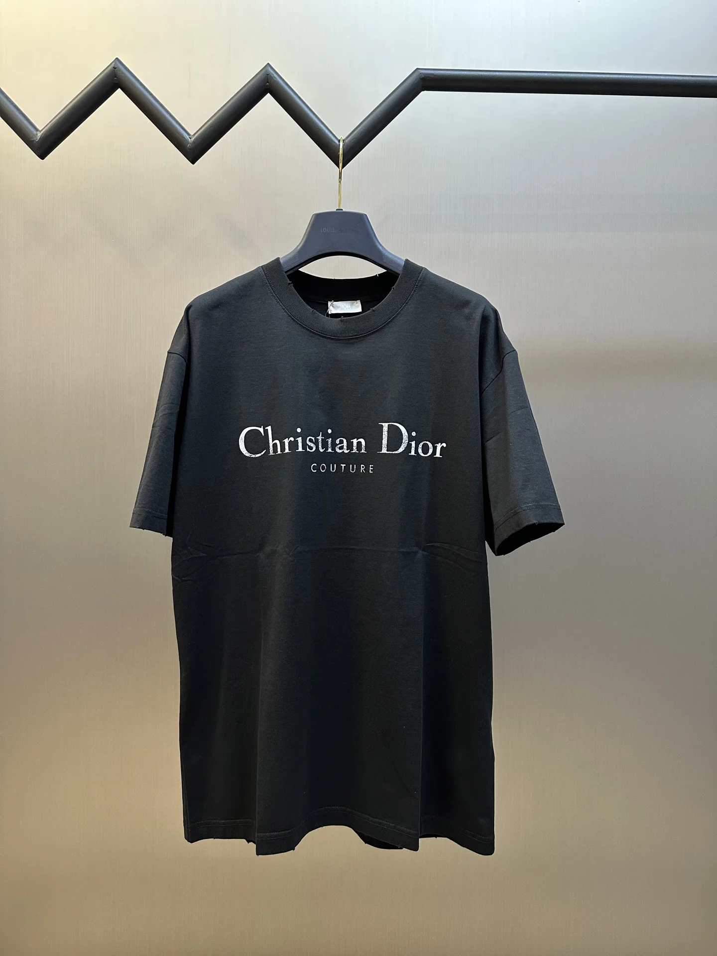 Dior Black Distressed Couture Logo Short-Sleeve T-Shirt