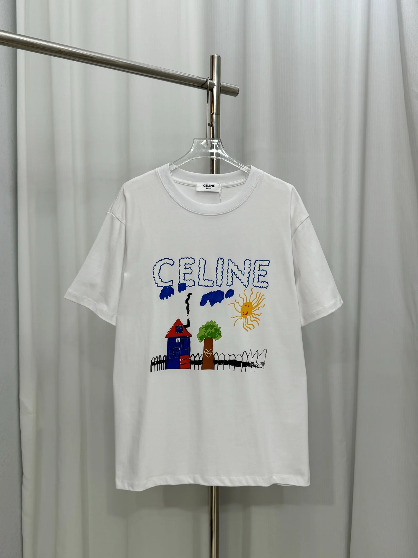 Celine White Playful Painting Logo Unisex T-Shirt