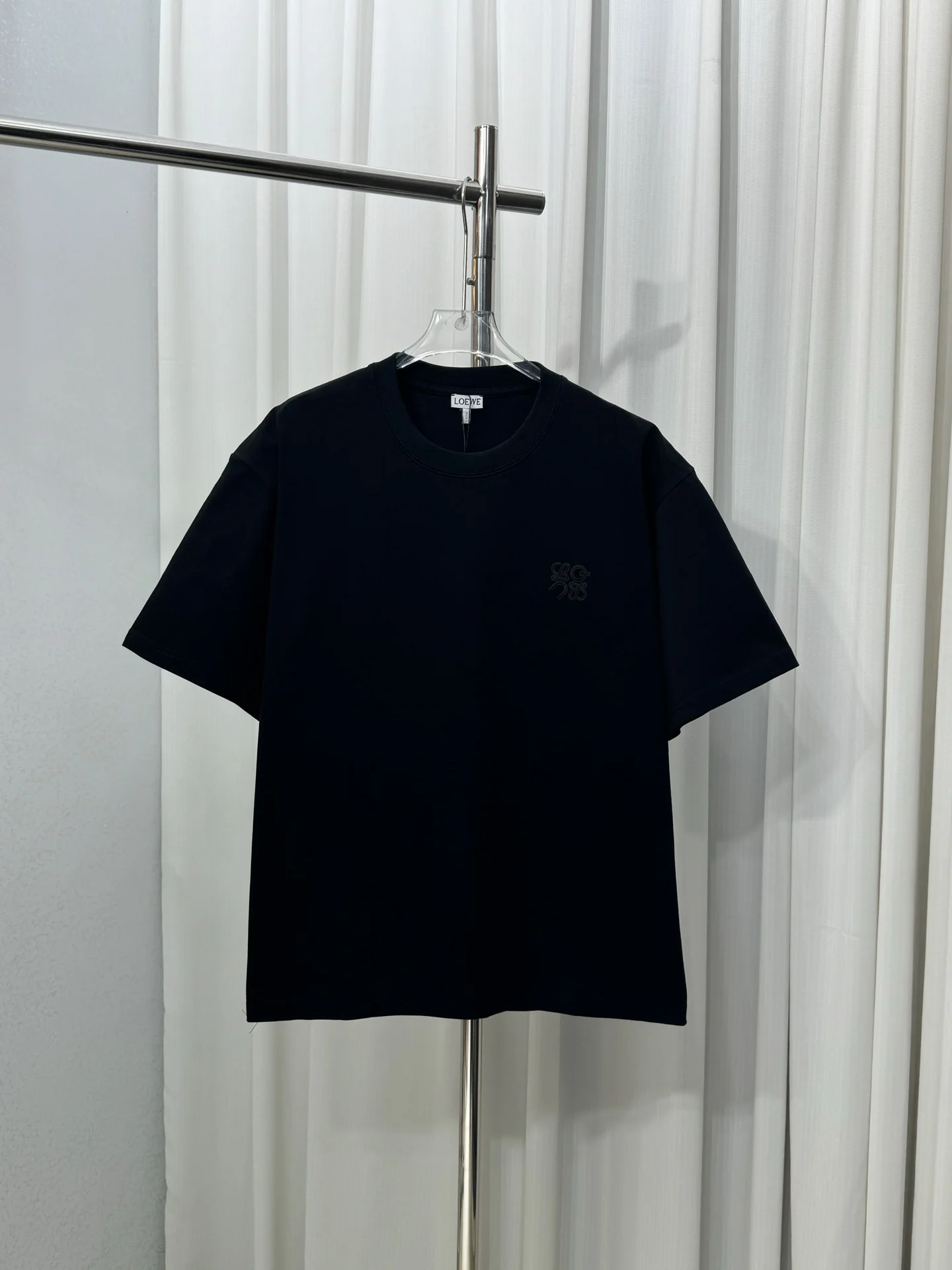 Loewe Embroidered Logo Black Cotton Unisex T-Shirt