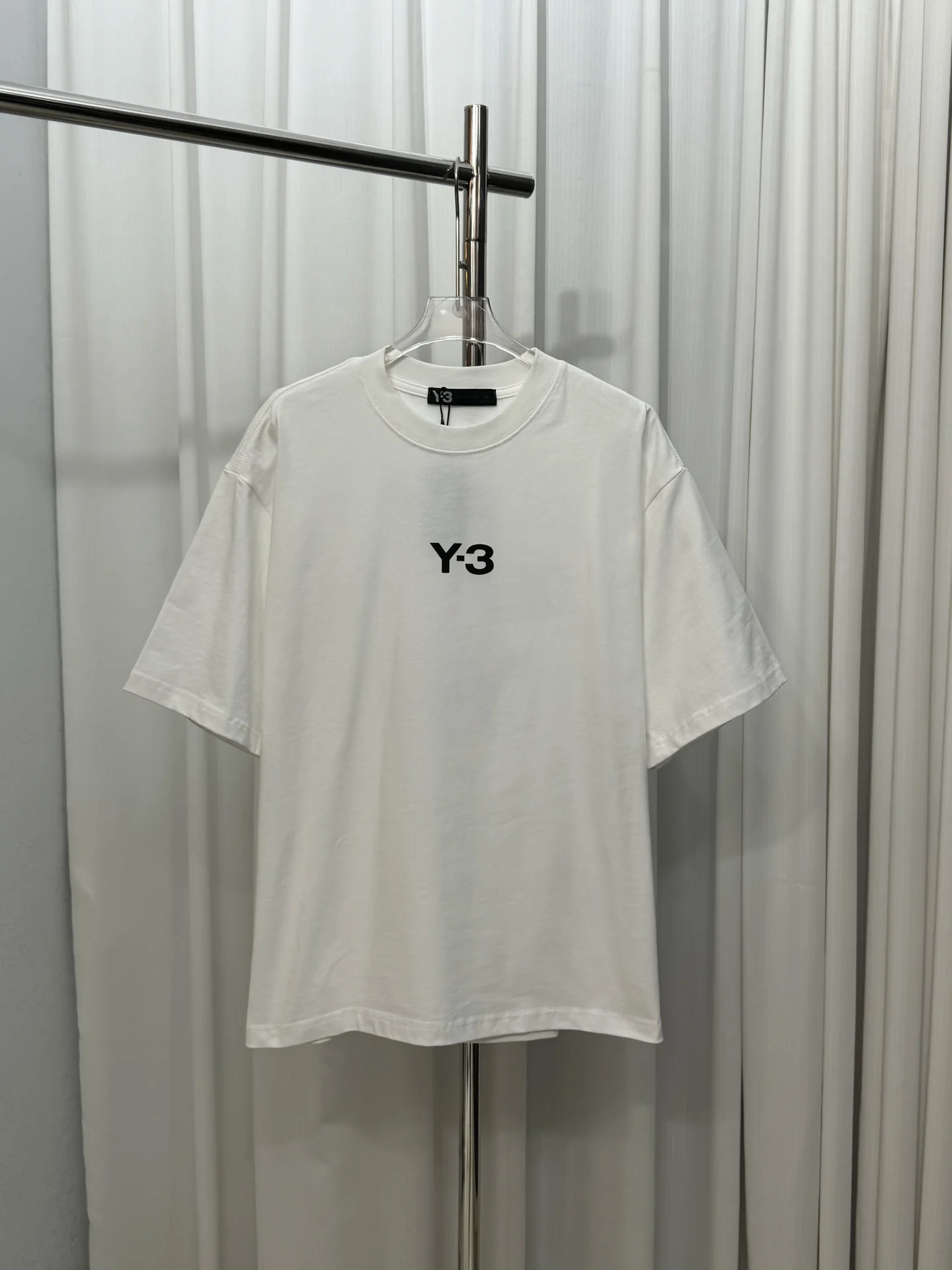 Y-3 White Letter Logo Unisex Cotton T-Shirt