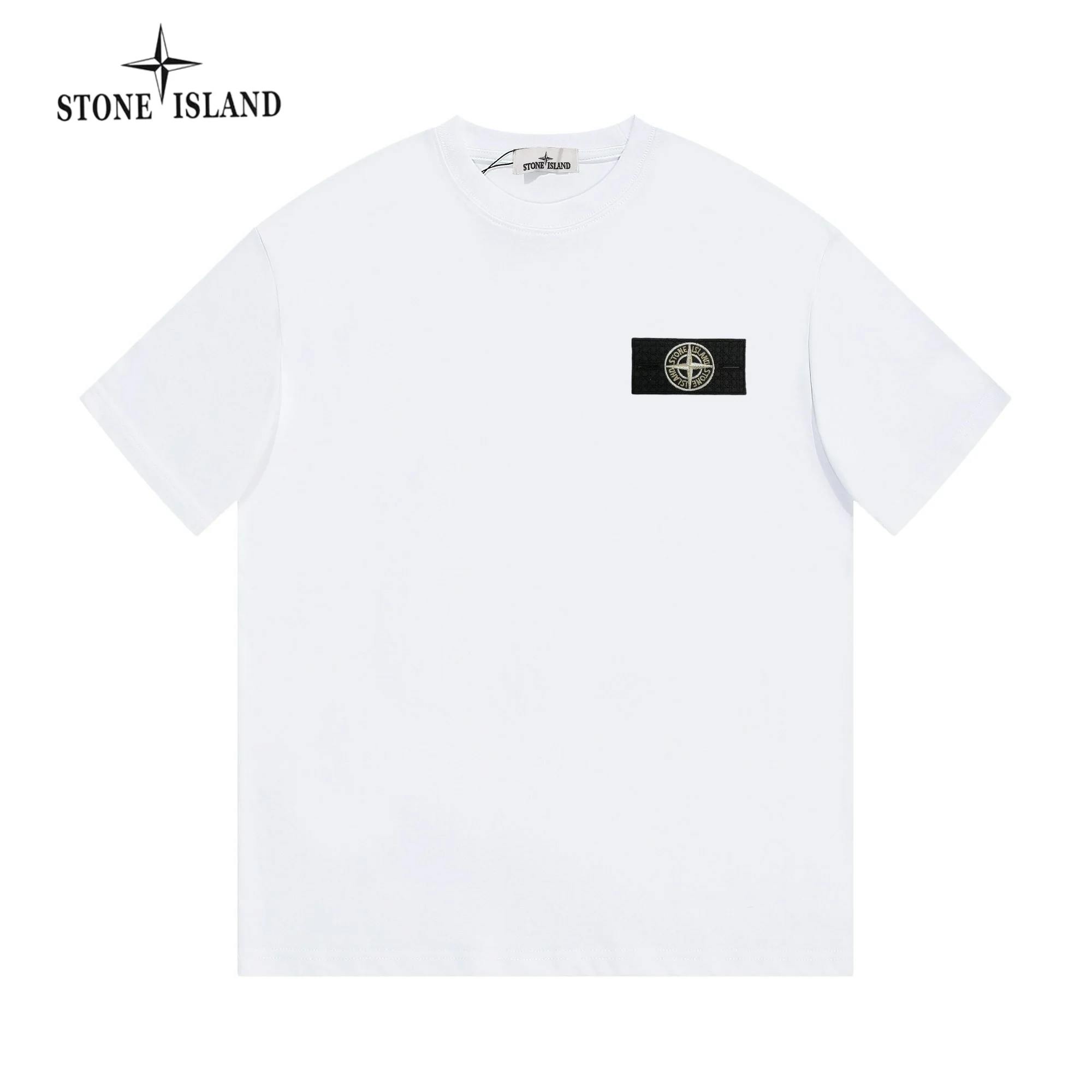 STONE ISLAND White Logo Crew Neck SS T-Shirt