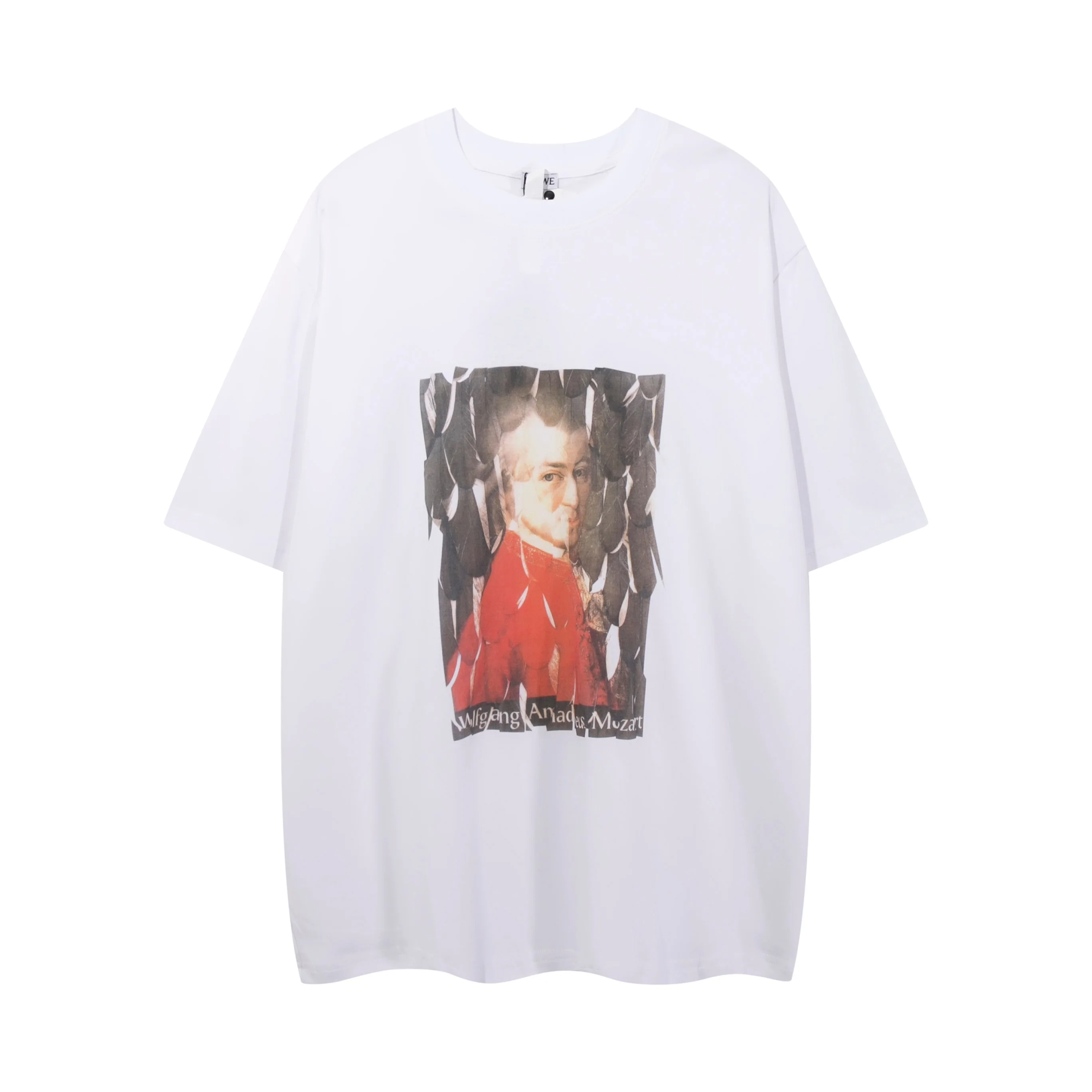 Loewe White Mozart Print Cotton Crew Neck T-Shirt