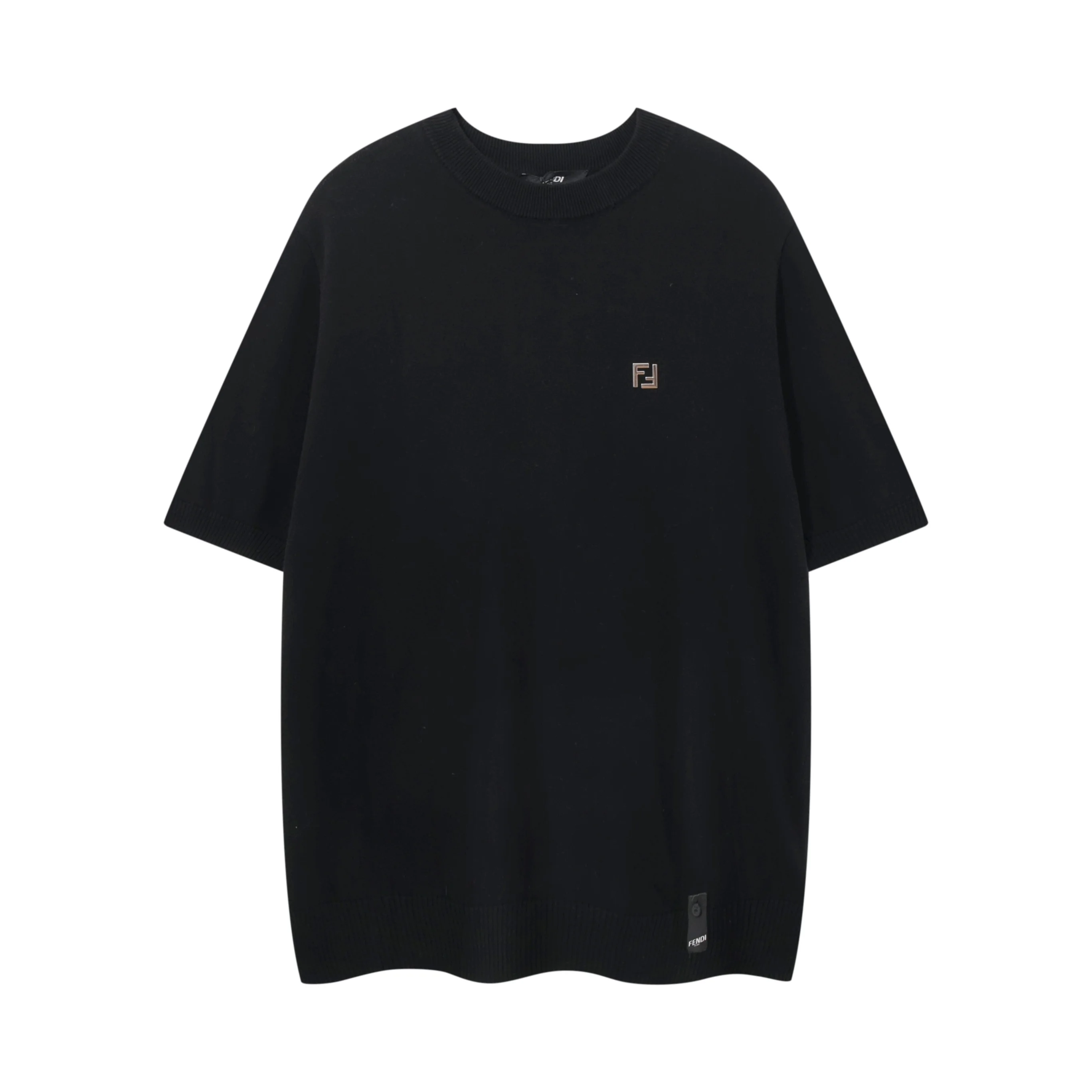 Fendi Black Double F Hardware Knitted T-Shirt