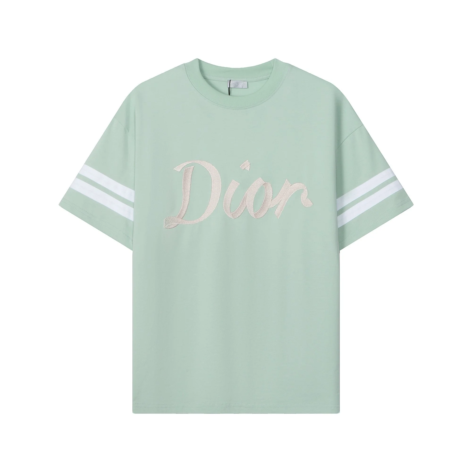 Dior Embroidered Logo Green Oversize Crewneck T-Shirt