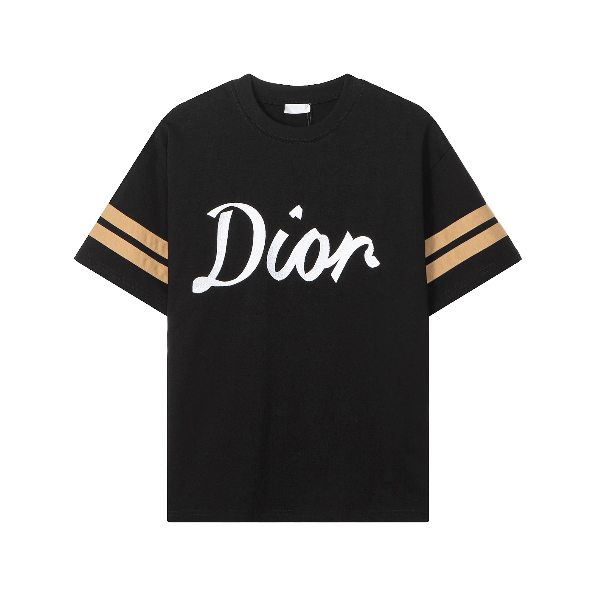 Dior Embroidered Logo Black Crew Neck Oversized T-Shirt