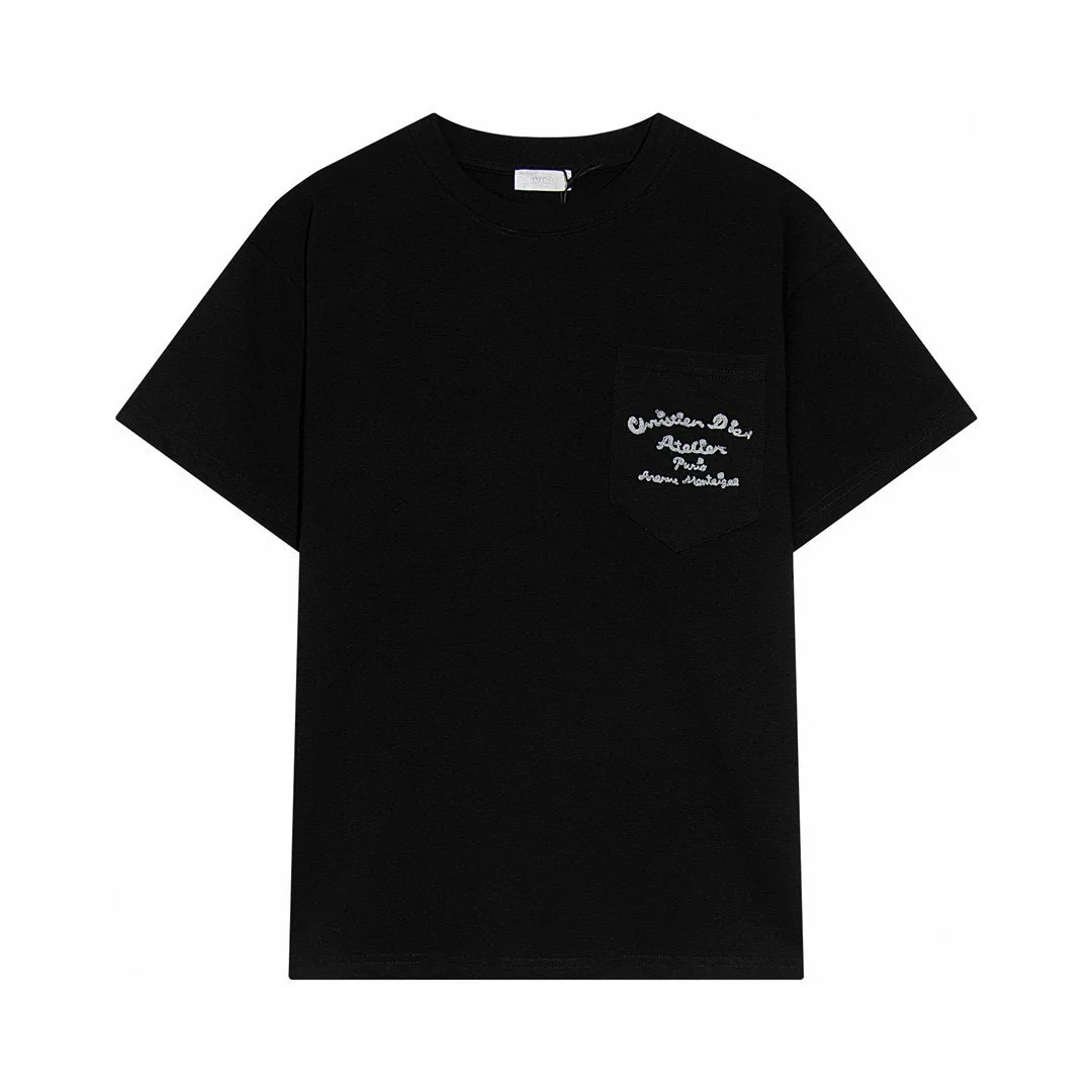 Dior Black Front & Back Embroidered Logo Crewneck T-Shirt