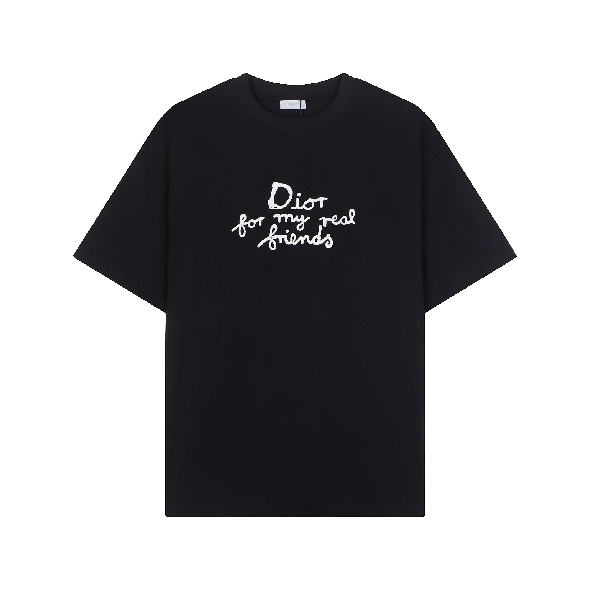 Dior Embroidered Logo Black Oversized Crew-Neck Cotton T-Shirt