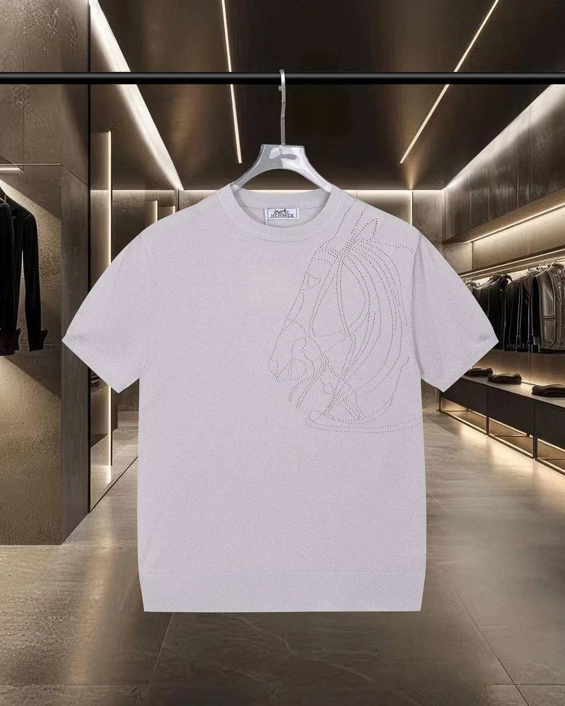 Hermès 2025 Warhorse Knit T-Shirt (Grey/Brown/Black)