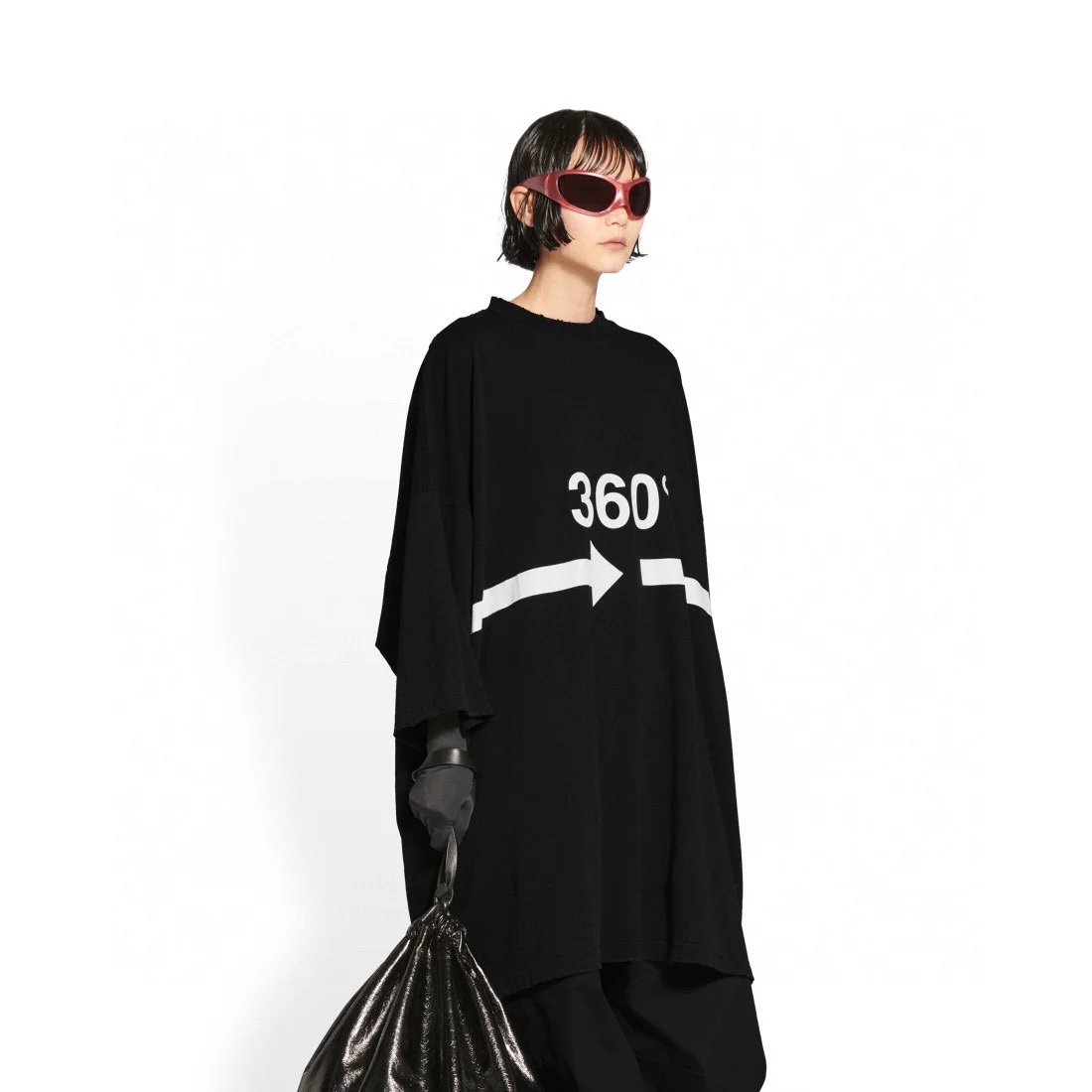 Balenciaga 23SS Black 360° Arrow Logo Oversized T-Shirt