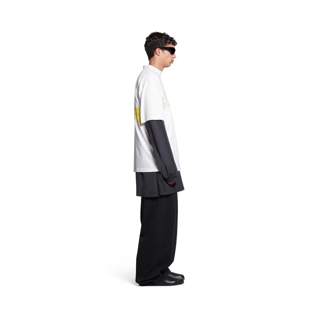 Balenciaga 23ss White Yellow Tape SS T-Shirt