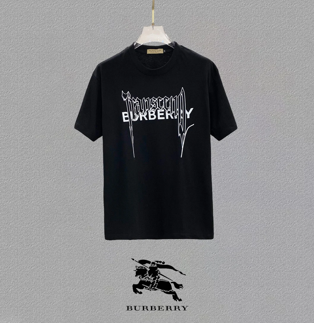Burberry Black Printed Logo OS Crew SS T-Shirt