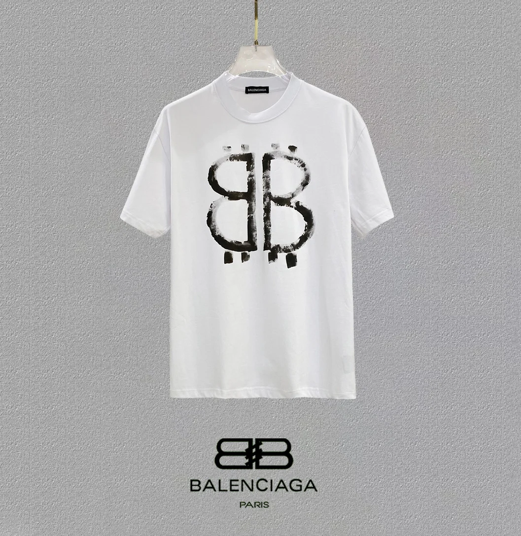 Balenciaga 25SS White Logo Print Crew Neck T-Shirt