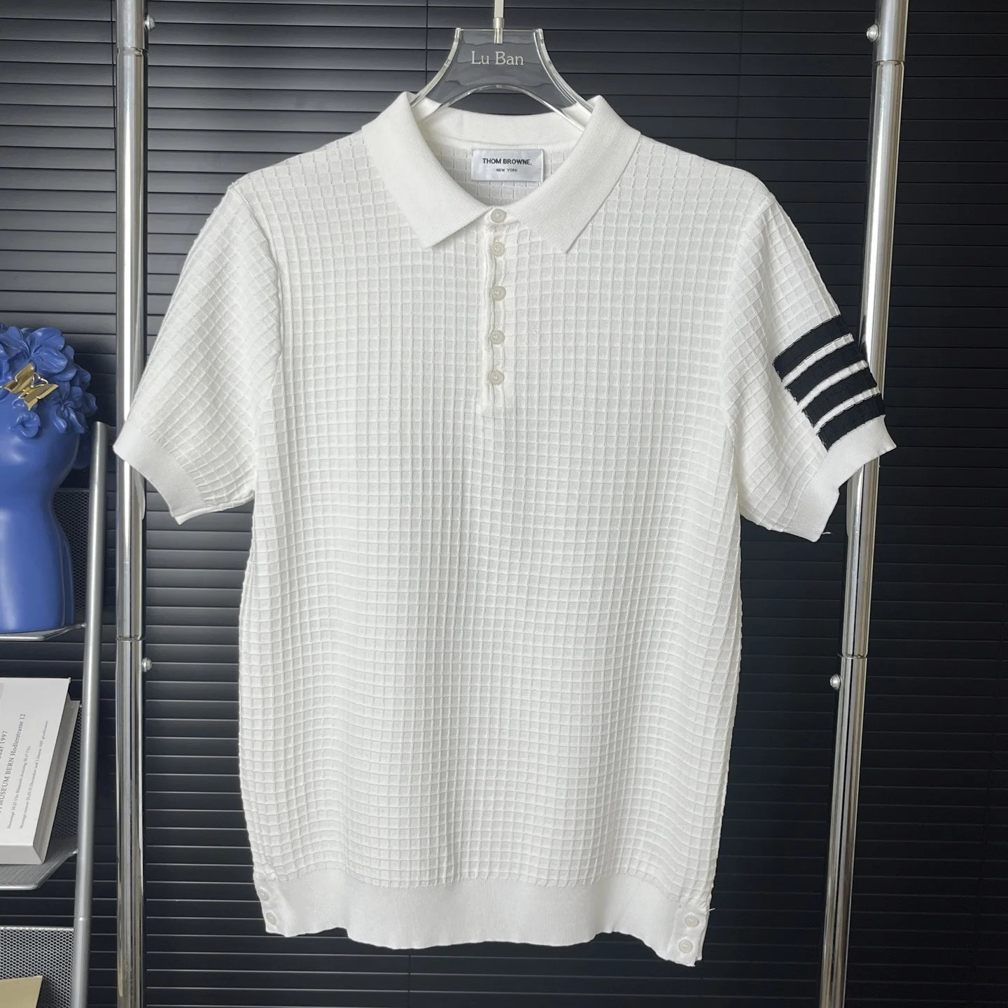Thom Browne 25ss White Knit Polo (3 Stripes)