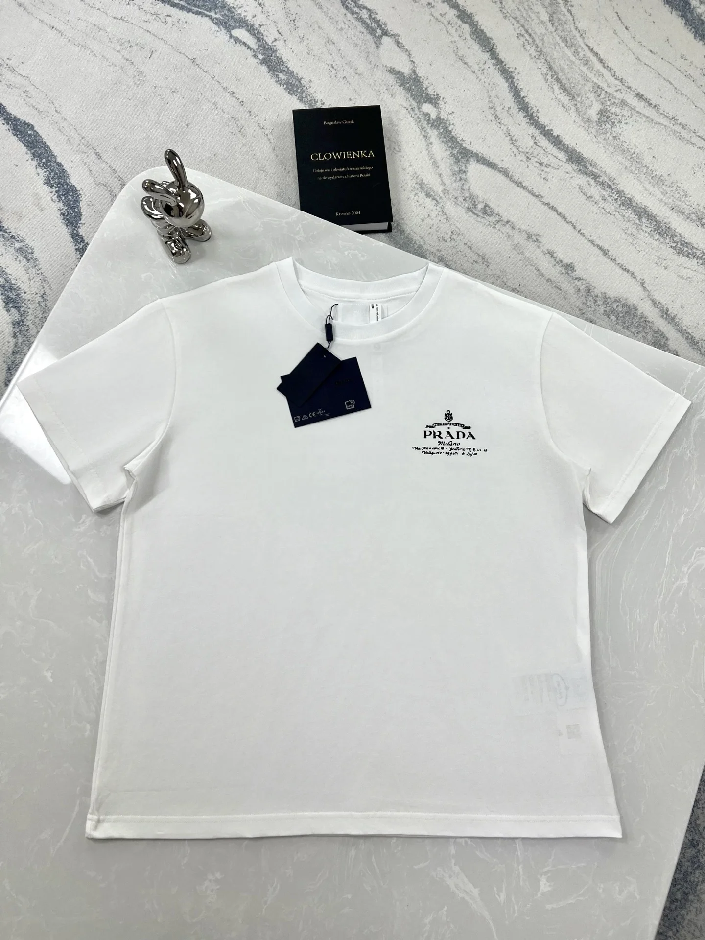 Prada 25 Printed Logo White CrewNeck T-Shirt (XS-L)