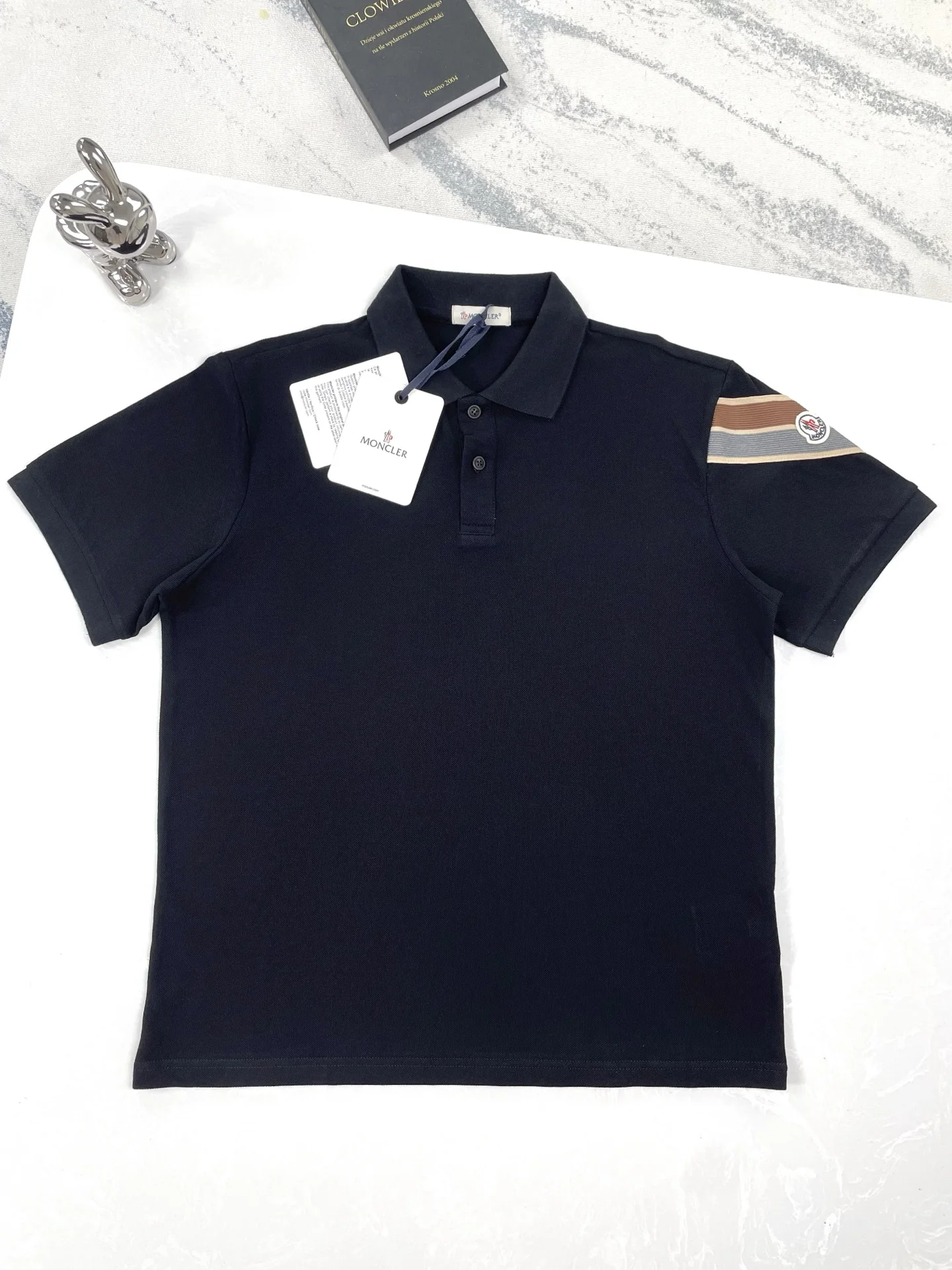 Moncler 25ss Navy Cotton Piqué Short-Sleeve Polo