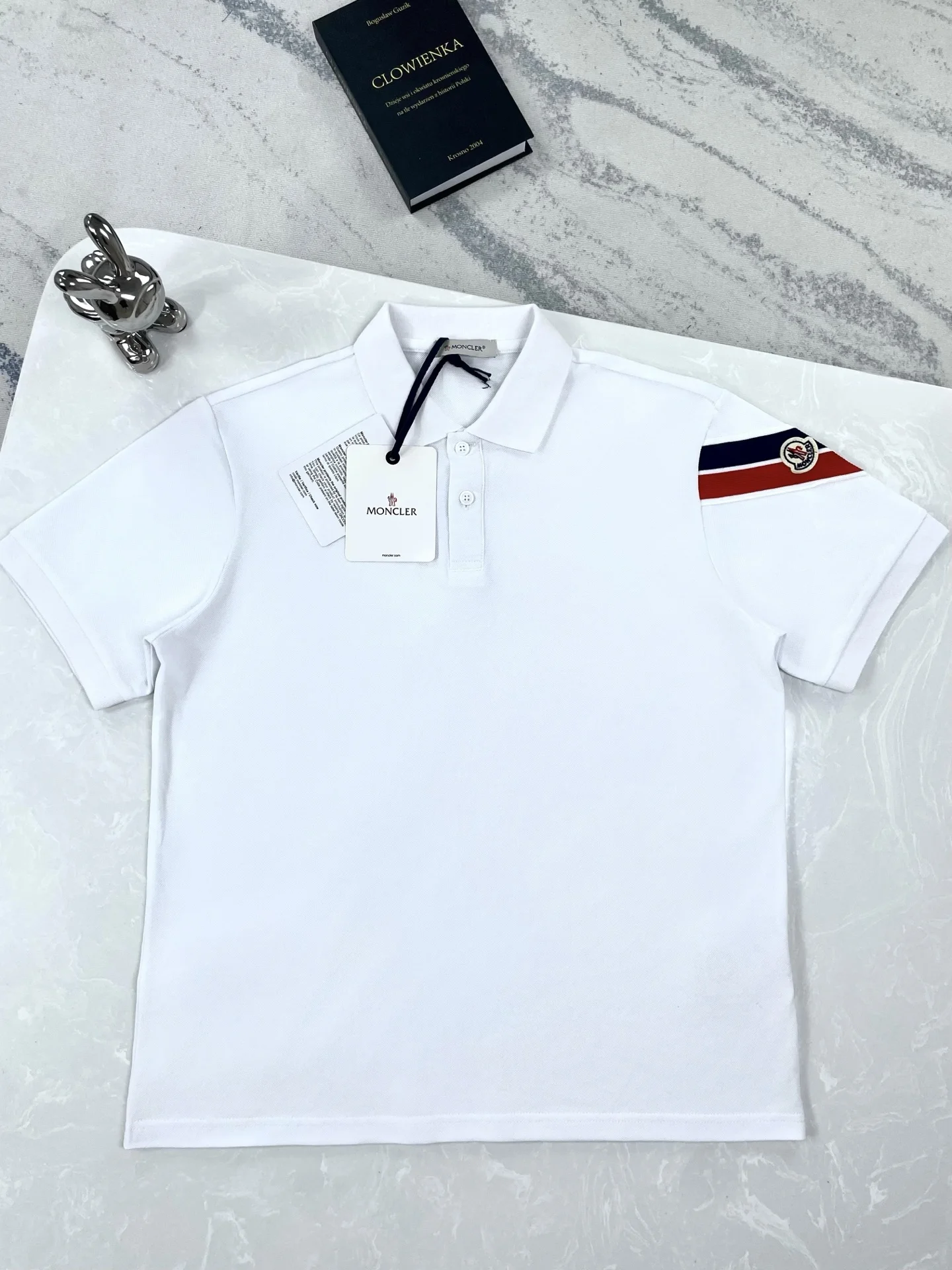 Moncler 25ss White Cotton Piqué Short Sleeve Polo