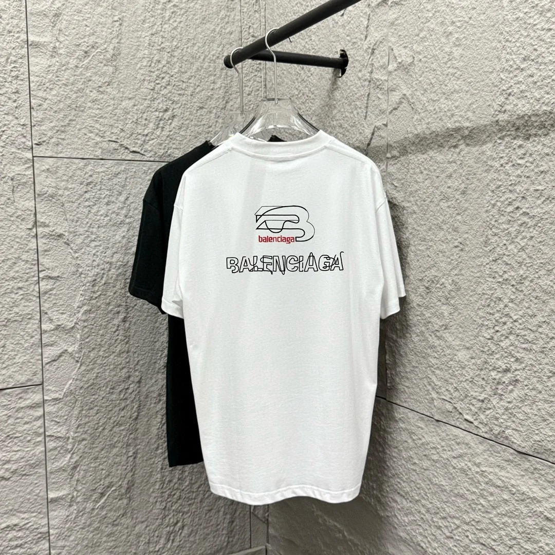 Balenciaga 2025 Logo Cotton T-Shirt (Black/White)