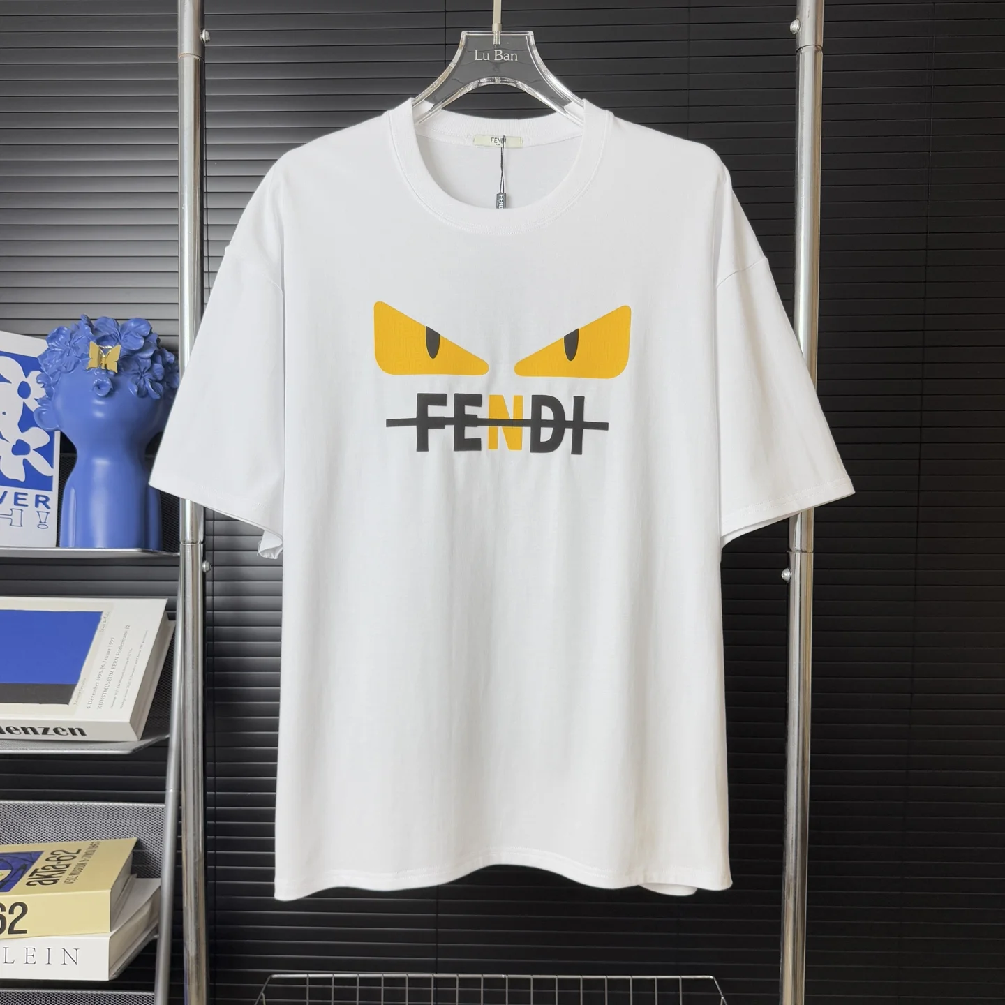 Fendi White Flocked Logo Crew-Neck T-Shirt