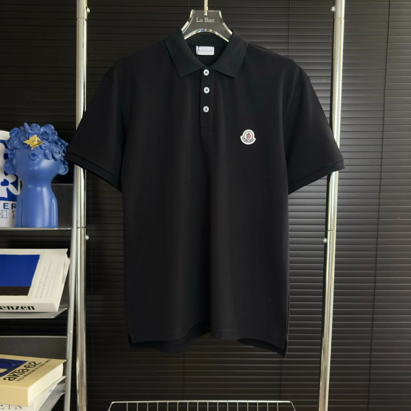 Moncler 2025 Black Logo-Embroidered Polo Shirt (Premium)