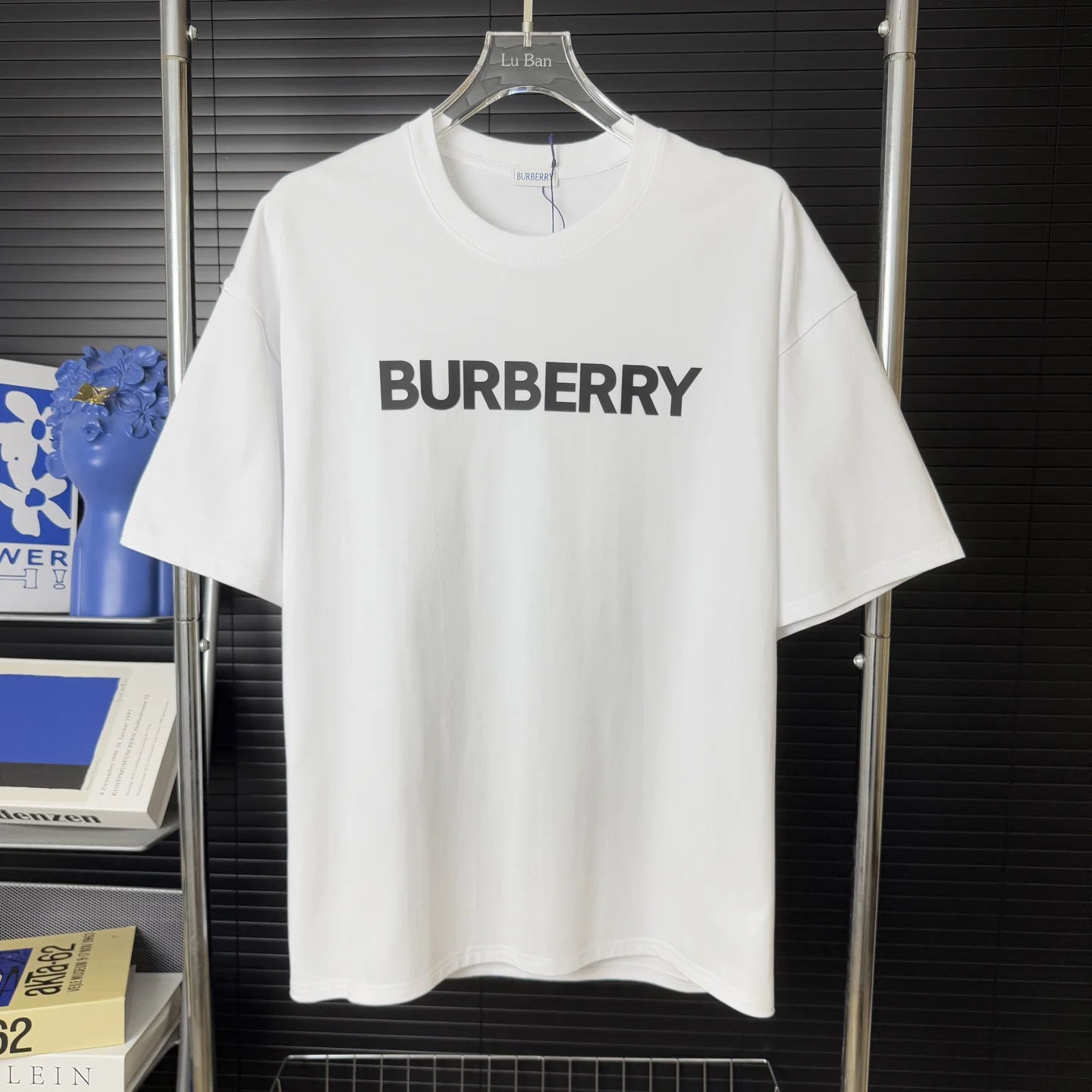 Burberry White 3D TB Printed Logo Heavy-Cotton Crew Neck T-Shirt
