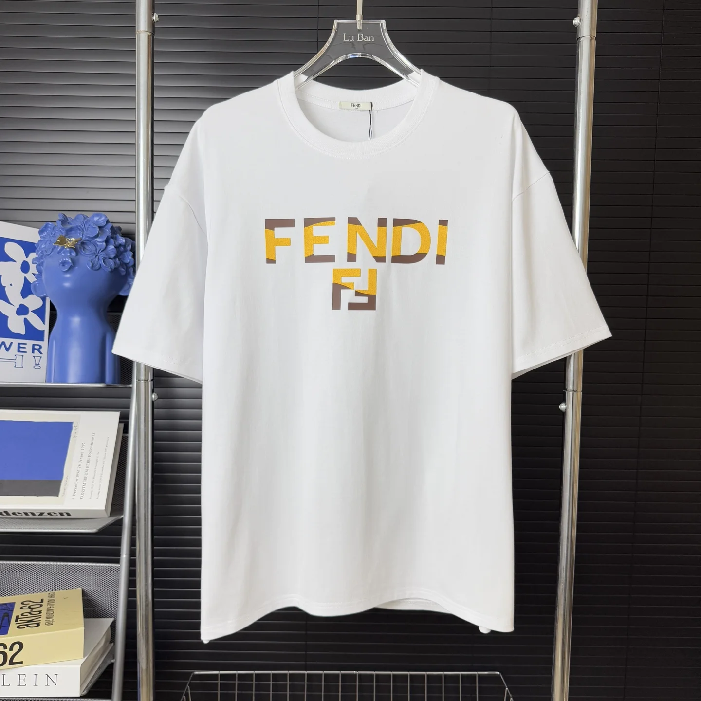 Fendi White Color-Block 3D Logo Oversized 270g Cotton T-Shirt