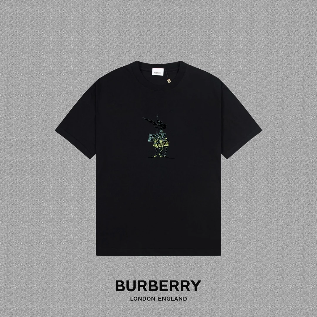 Burberry 2025FW Black Knight & Logo Print Heavy-Fabric T-Shirt