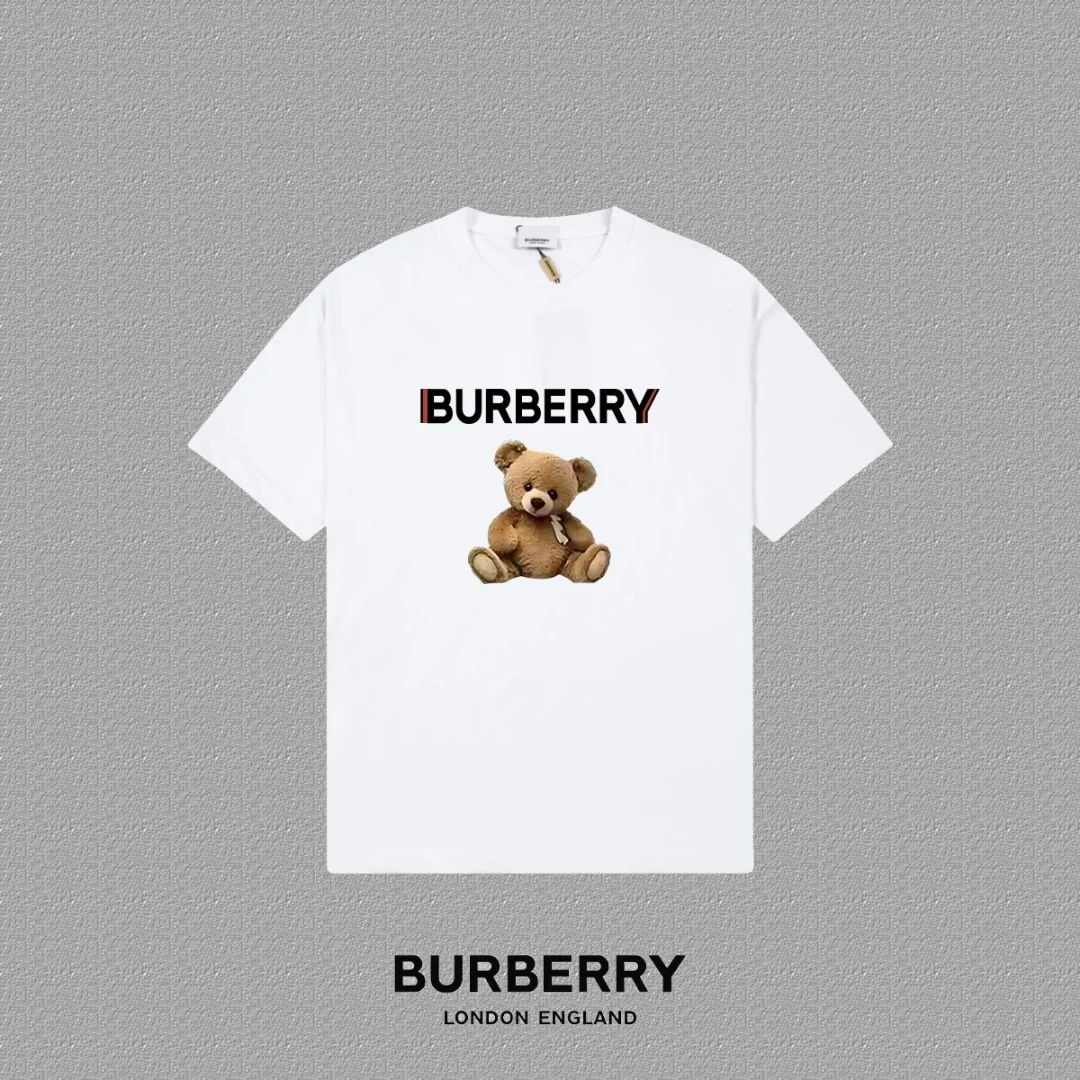 Burberry 2025FW White Flocked Letter Logo T-Shirt