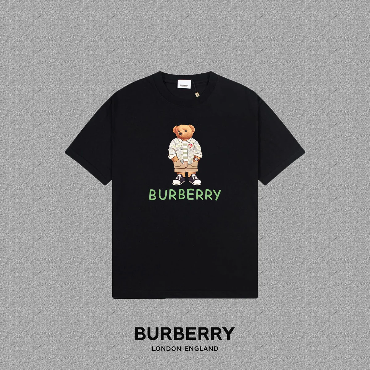 Burberry 2025FW Black Logo-Print Bear Graphic T-Shirt