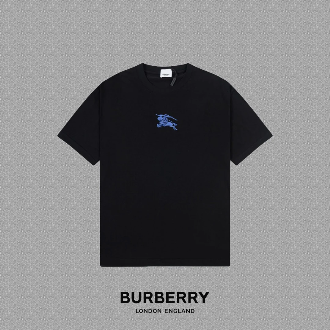 Burberry 2024FW Black Classic Knight-Horse Embroidery T-Shirt