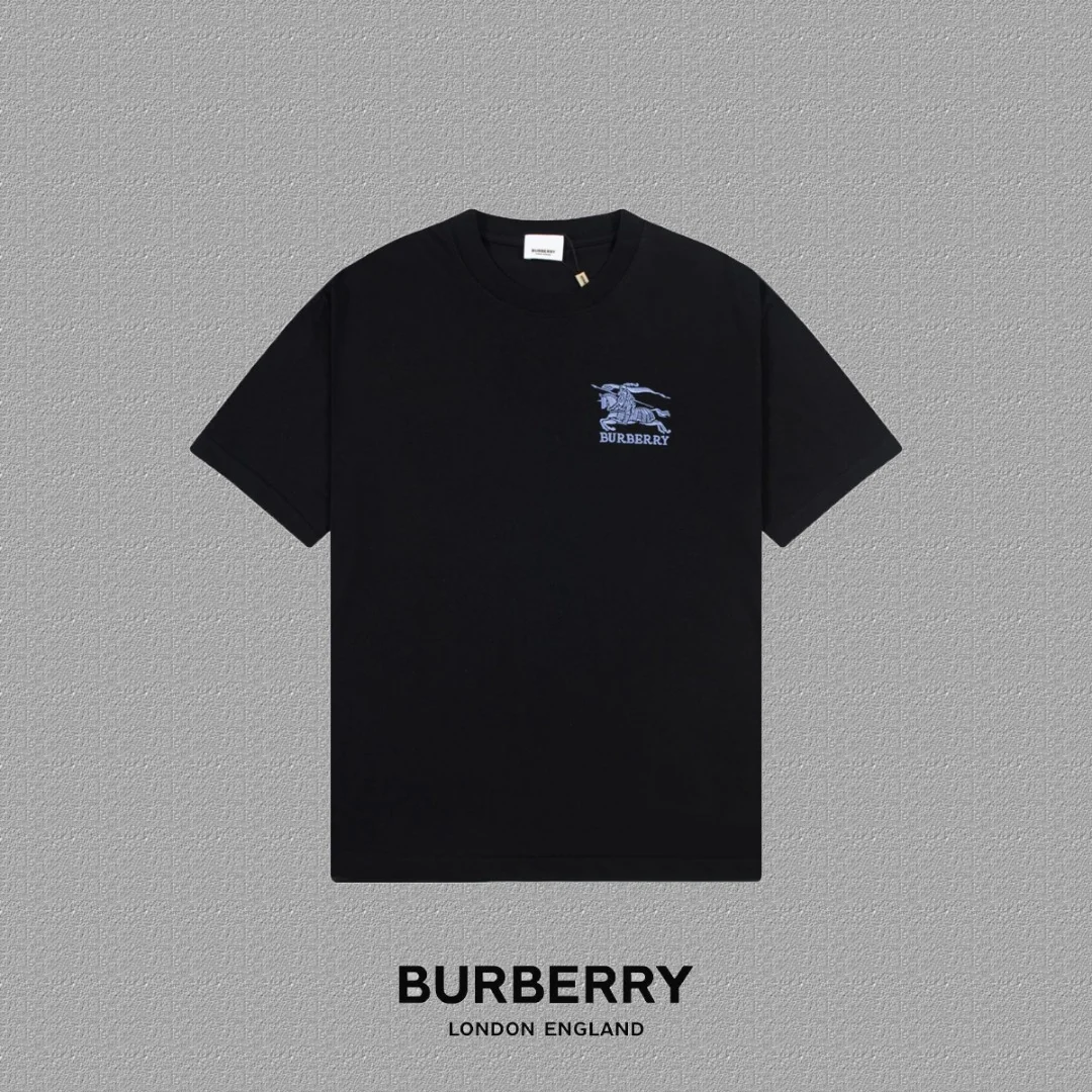 Burberry 2024FW Black Classic Knight-Horse Embroidery T-Shirt