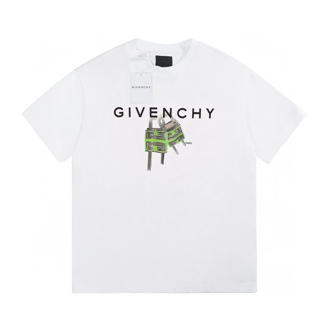 Givenchy 2023SS White Logo & Lock Pattern OS Oversized T-Shirt