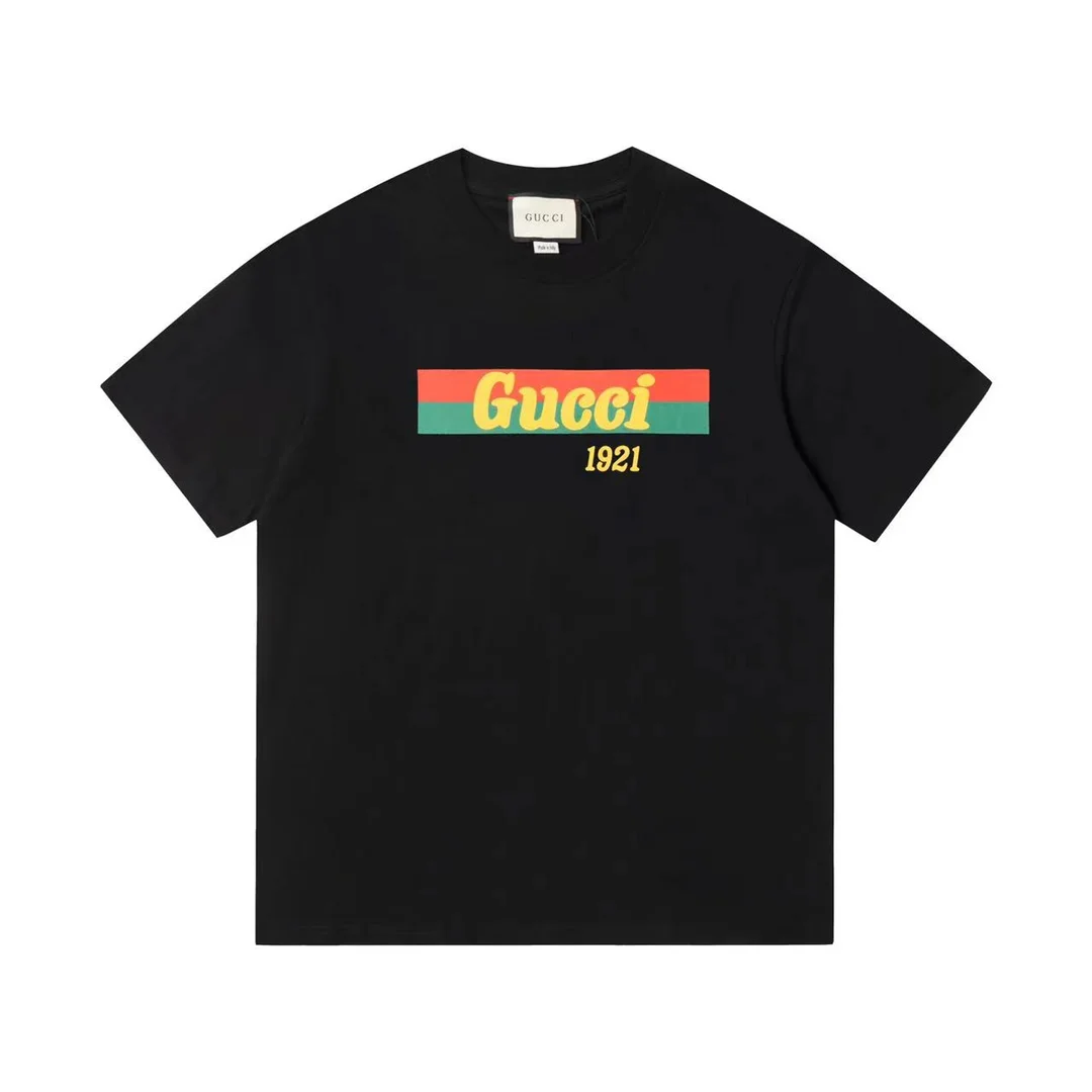 Gucci Black 1921 Logo & Color-Block Stripe SS T-Shirt