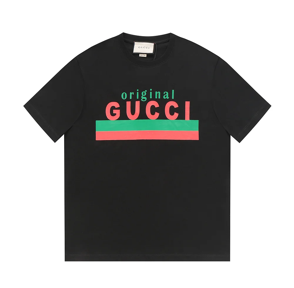 Gucci Black "Original Gucci" Green-Red Stripe 260g T-Shirt