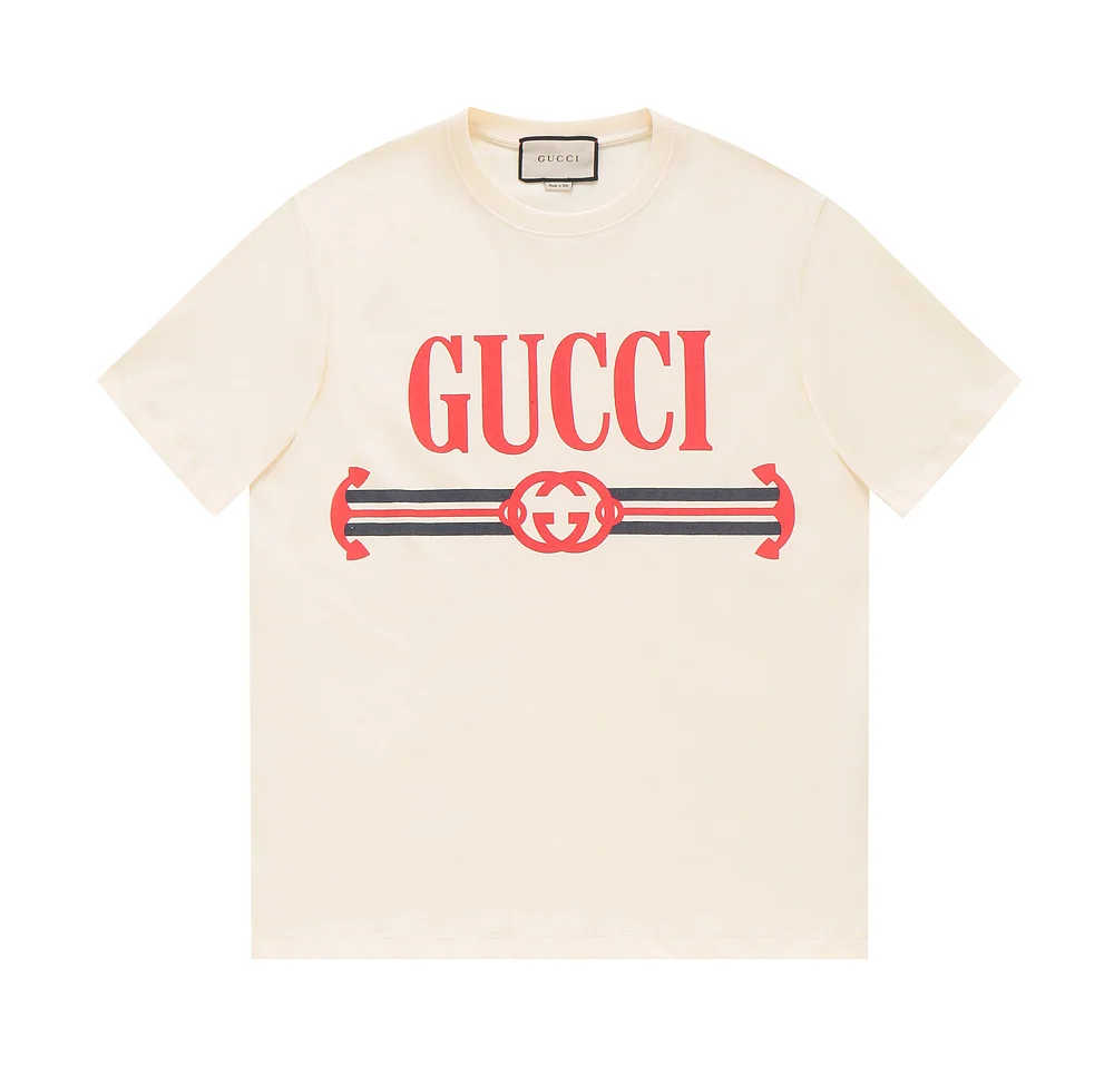 Gucci Beige Interlocking G Logo Print Unisex T-Shirt