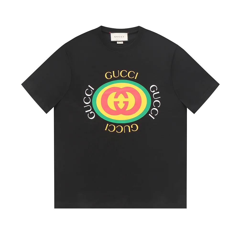 Gucci Black Circle Logo Print Crew Neck T-Shirt