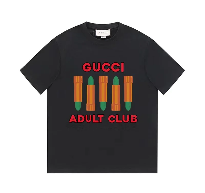 Gucci 23SS Black "ADULT CLUB" Print Cotton T-Shirt