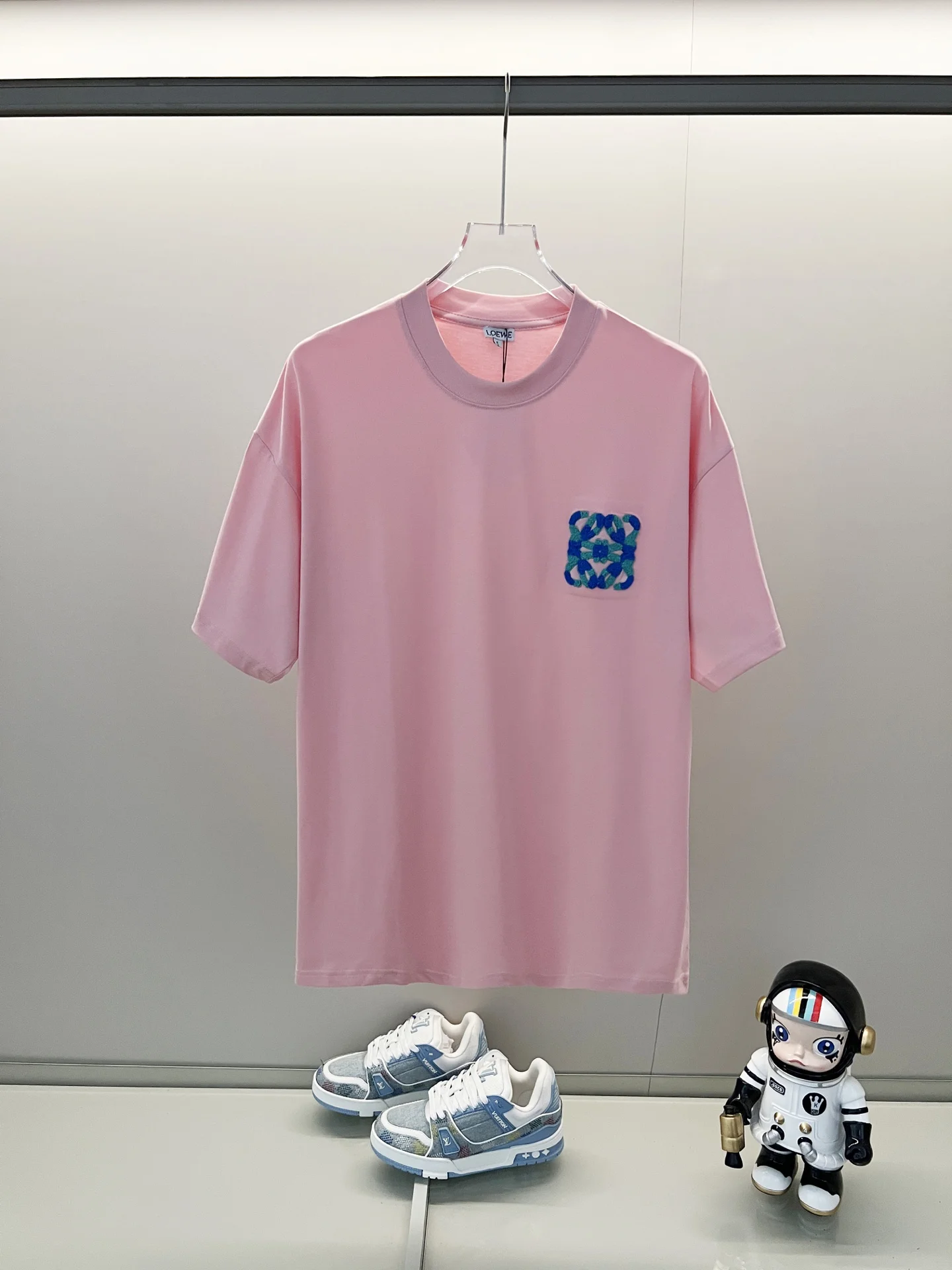 Loewe Pink Towel Color-Block Embroidered Logo 260g T-Shirt